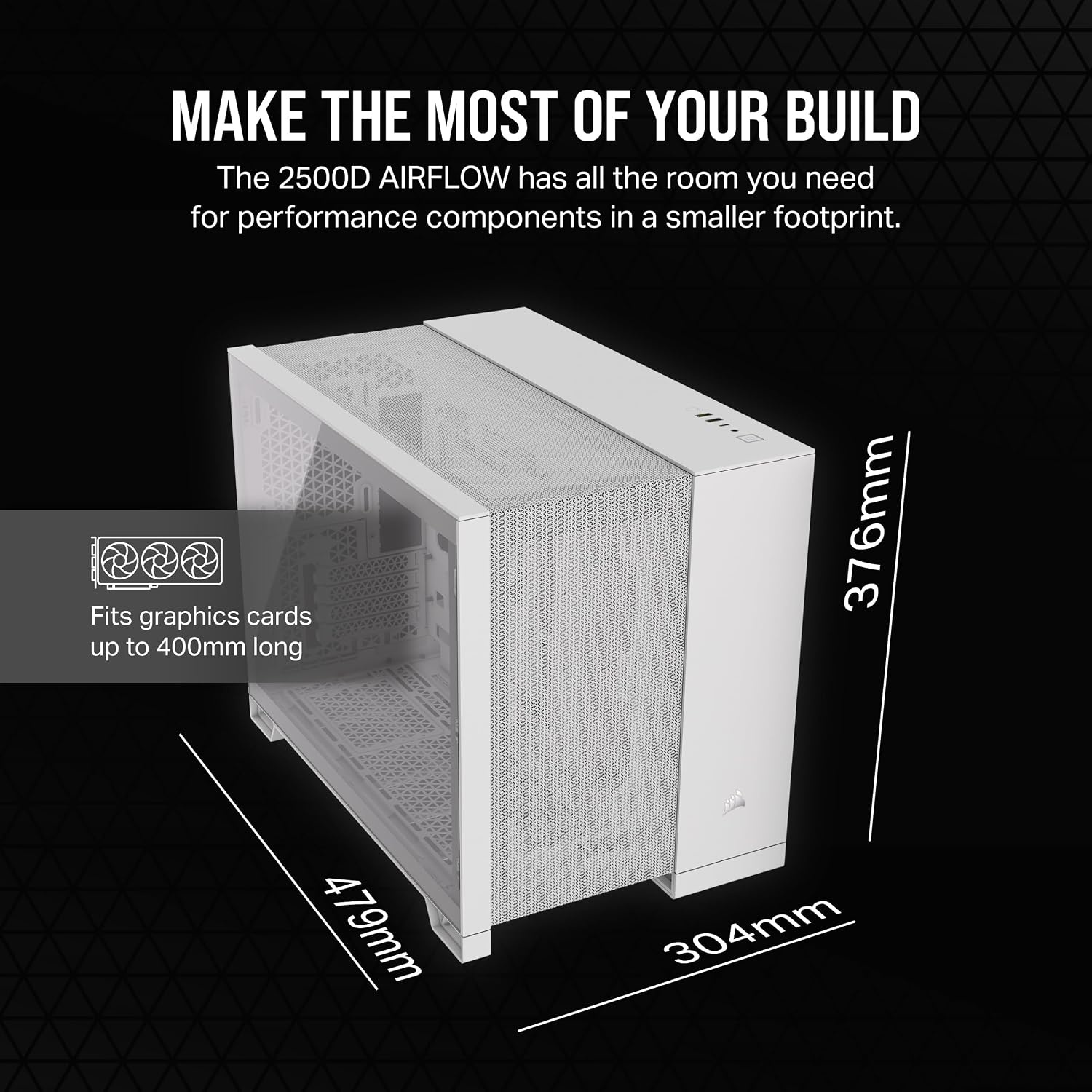 image:imageCORSAIR 2500D Airflow mATX PC Case No Fans Included DualChamber Design Wide Cooling Flexibility Reverse Connection Motherboard Compatible White