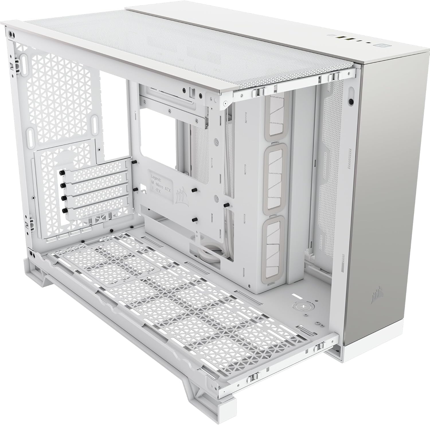 image:imageCORSAIR 2500X SmallTower mATX Dual Chamber PC Case Panoramic Tempered Glass Reverse Connection Motherboard Compatible No Fans Included BlackObsidian AluminiumWhiteSatin Gray
