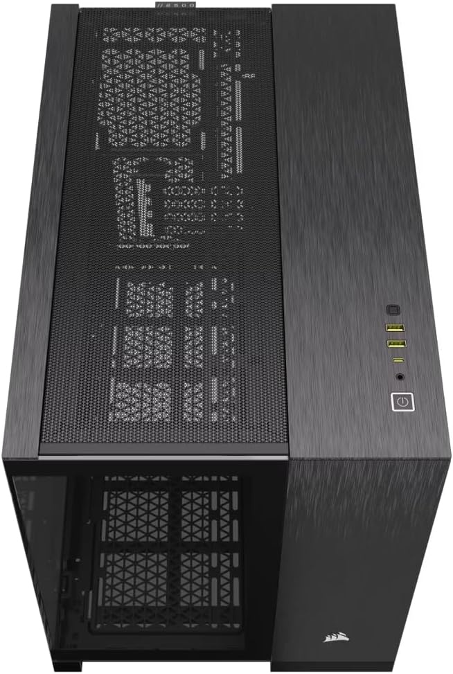 image:imageCORSAIR 2500X SmallTower mATX Dual Chamber PC Case Panoramic Tempered Glass Reverse Connection Motherboard Compatible No Fans Included BlackObsidian AluminiumBlackObsidian