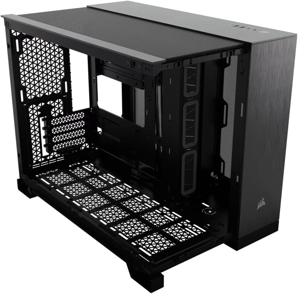 image:imageCORSAIR 2500X SmallTower mATX Dual Chamber PC Case Panoramic Tempered Glass Reverse Connection Motherboard Compatible No Fans Included BlackObsidian AluminiumBlackObsidian