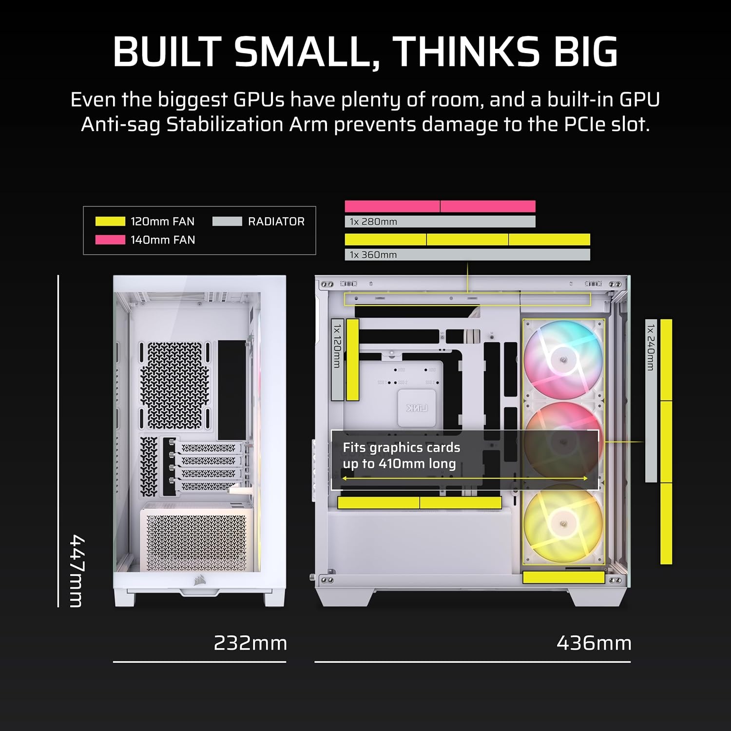 image:imageCORSAIR 2800X RSR Reverse Fan ARGB MicroATX PC Case 3X Fans Included Panoramic Glass Modular Customization GPU AntiSag Reverse Connection Motherboard Compatible BlackWhite