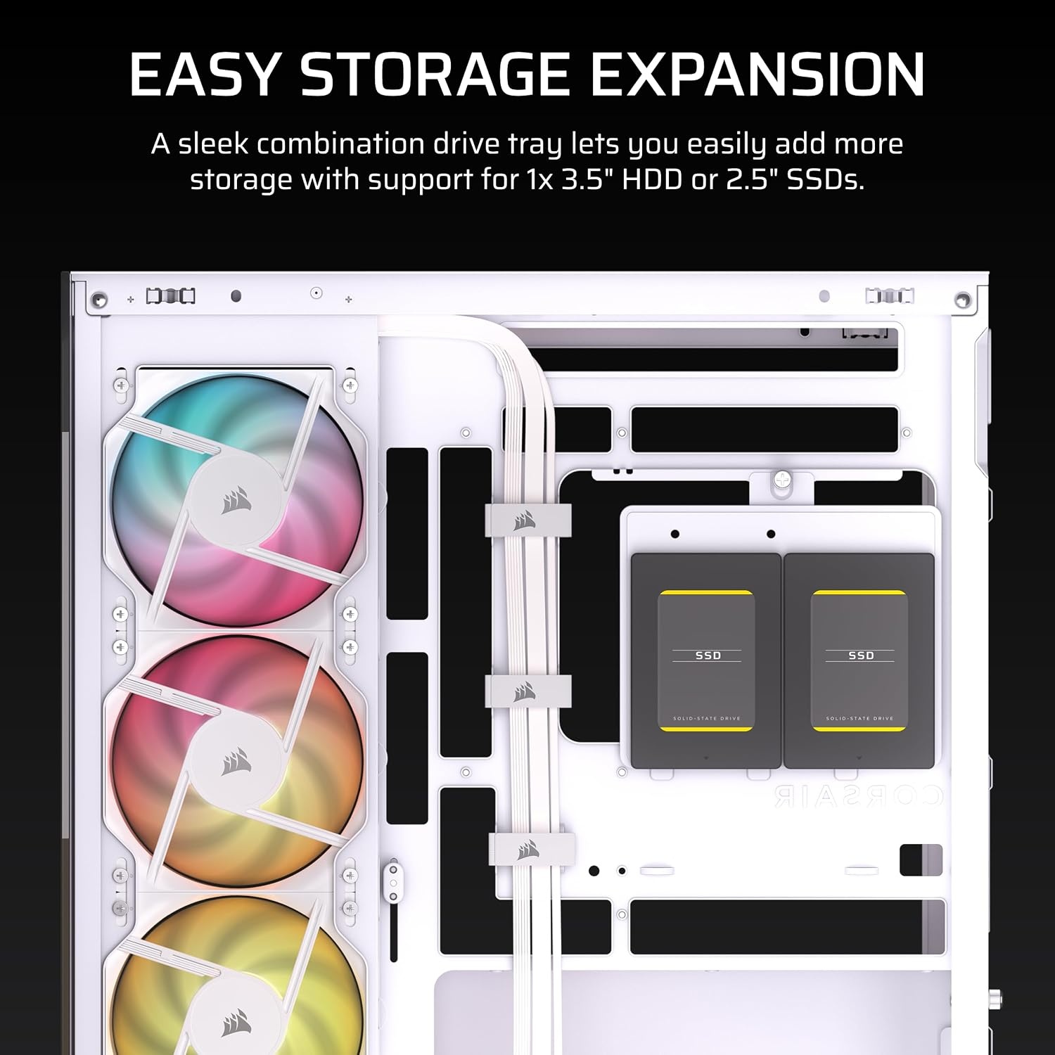 image:imageCORSAIR 2800X RSR Reverse Fan ARGB MicroATX PC Case 3X Fans Included Panoramic Glass Modular Customization GPU AntiSag Reverse Connection Motherboard Compatible BlackWhite
