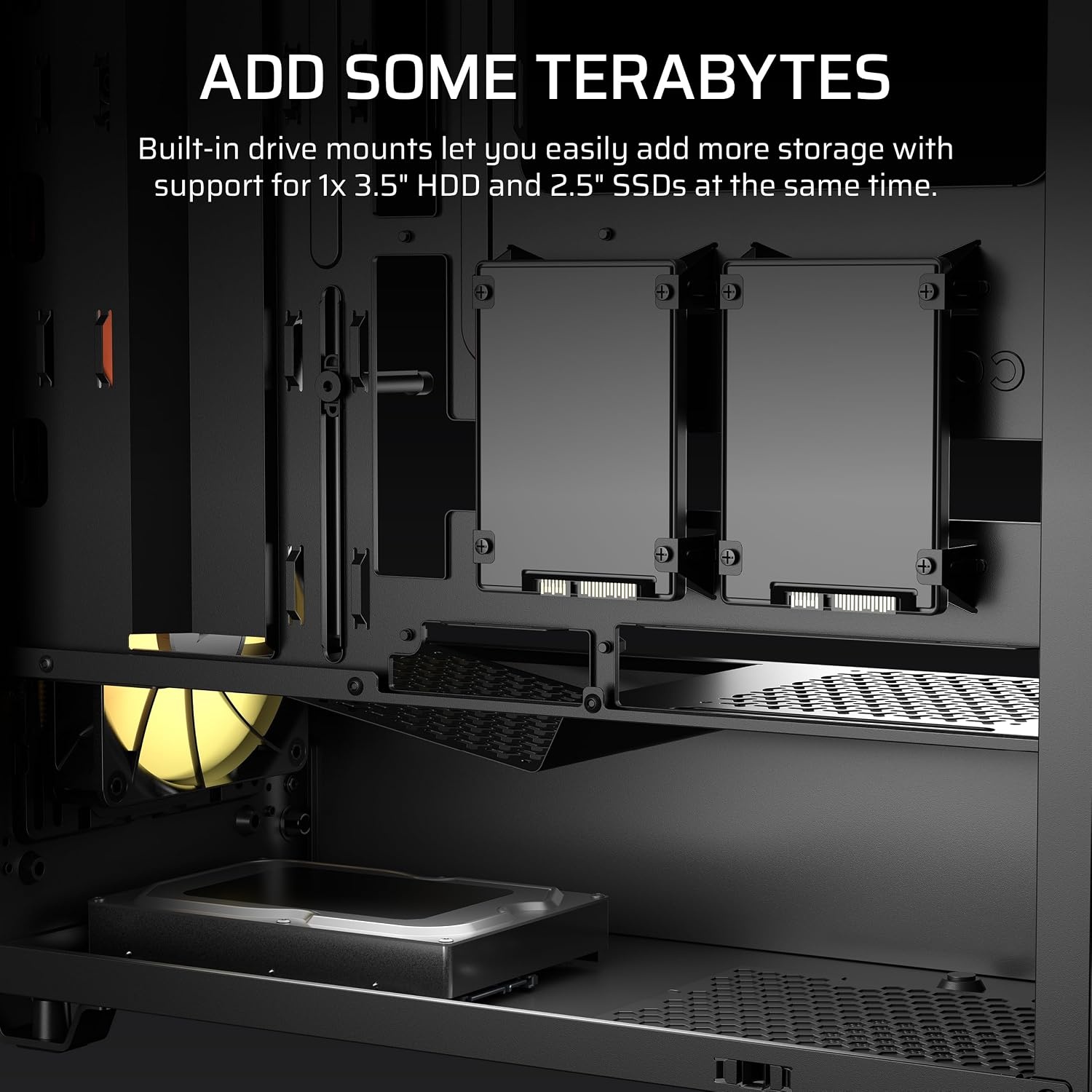 image:imageCORSAIR 3200D RS ARGB MidTower PC Case 3X RS120 ARGB PWM Fans Included GPU Antisag Stabilization Arm ASUS BTF MSI Project Zero Gigabyte Project Stealth SmokeBlack
