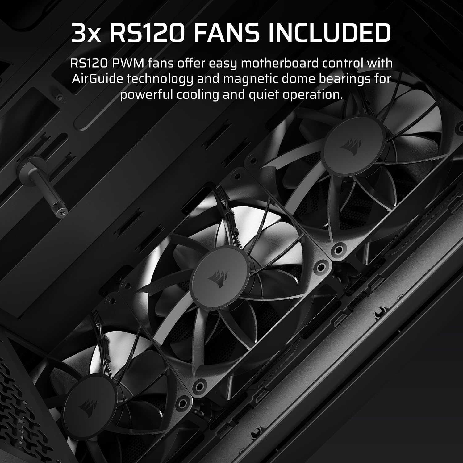 image:imageCORSAIR 3200D RS MidTower PC Case 3X RS120 PWM Fans Included GPU Antisag Stabilization Arm ASUS BTF MSI Project Zero Gigabyte Project Stealth BlackBlack