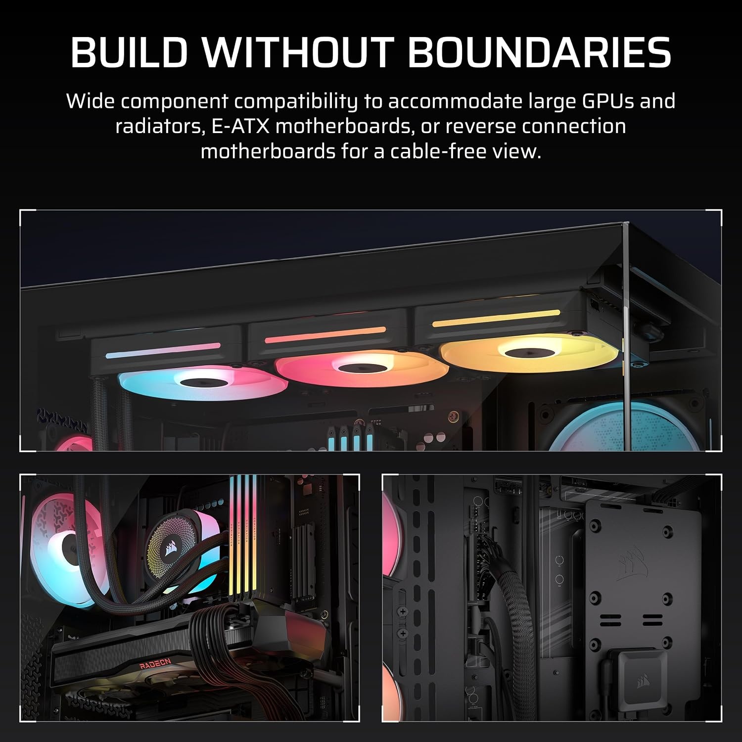image:imageCORSAIR 3500X LX RGB Link Panoramic MidTower PC Case 3X PreInstalled Fans High Airflow Spacious Interior GPU AntiSag Reverse Connection Motherboard Compatible BlackBlack