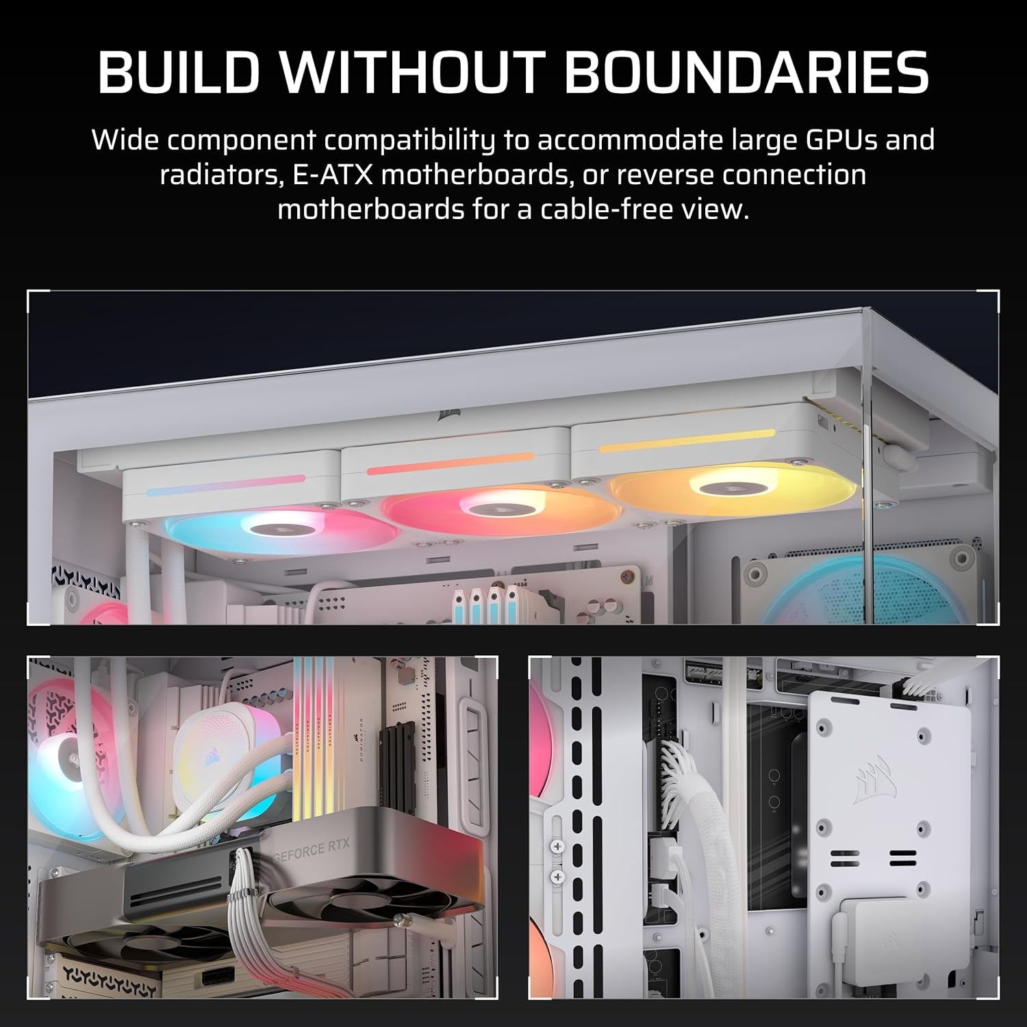 image:imageCORSAIR 3500X LX RGB Link Panoramic MidTower PC Case 3X PreInstalled Fans High Airflow Spacious Interior GPU AntiSag Reverse Connection Motherboard Compatible BlackWhite
