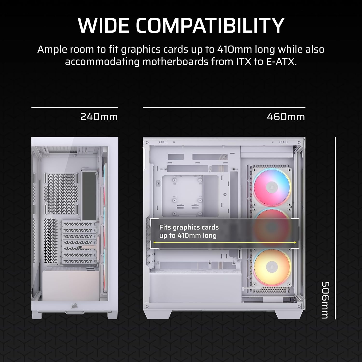 image:imageCORSAIR 3500X LX RGB Link Panoramic MidTower PC Case 3X PreInstalled Fans High Airflow Spacious Interior GPU AntiSag Reverse Connection Motherboard Compatible BlackWhite