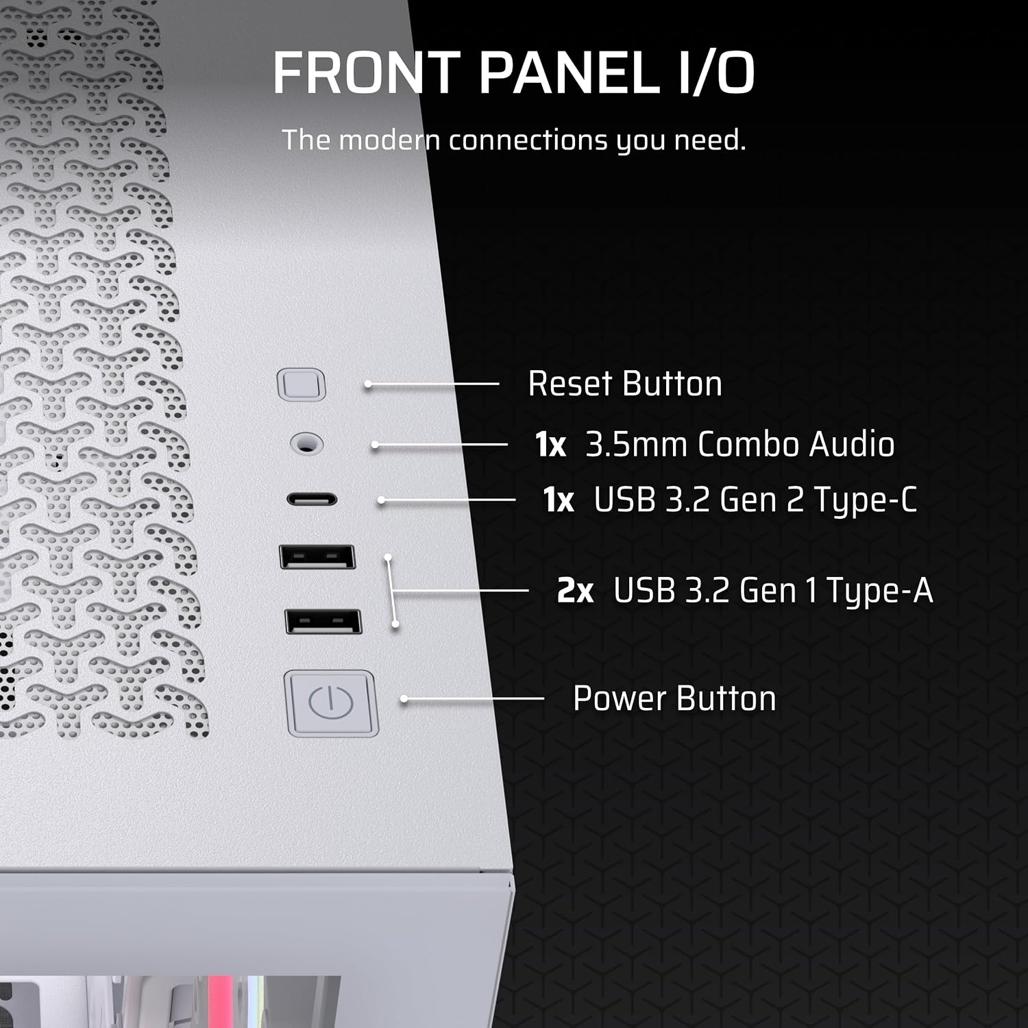 image:imageCORSAIR 3500X LX RGB Link Panoramic MidTower PC Case 3X PreInstalled Fans High Airflow Spacious Interior GPU AntiSag Reverse Connection Motherboard Compatible BlackWhite
