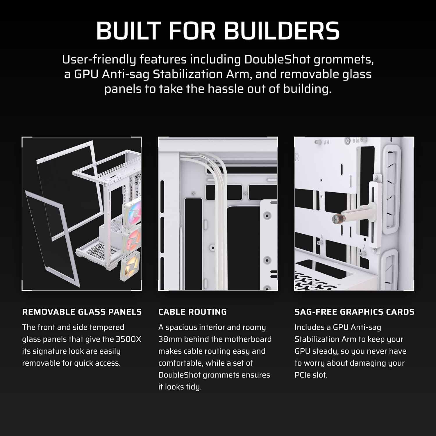 image:imageCORSAIR 3500X LX RGB Link Panoramic MidTower PC Case 3X PreInstalled Fans High Airflow Spacious Interior GPU AntiSag Reverse Connection Motherboard Compatible BlackWhite