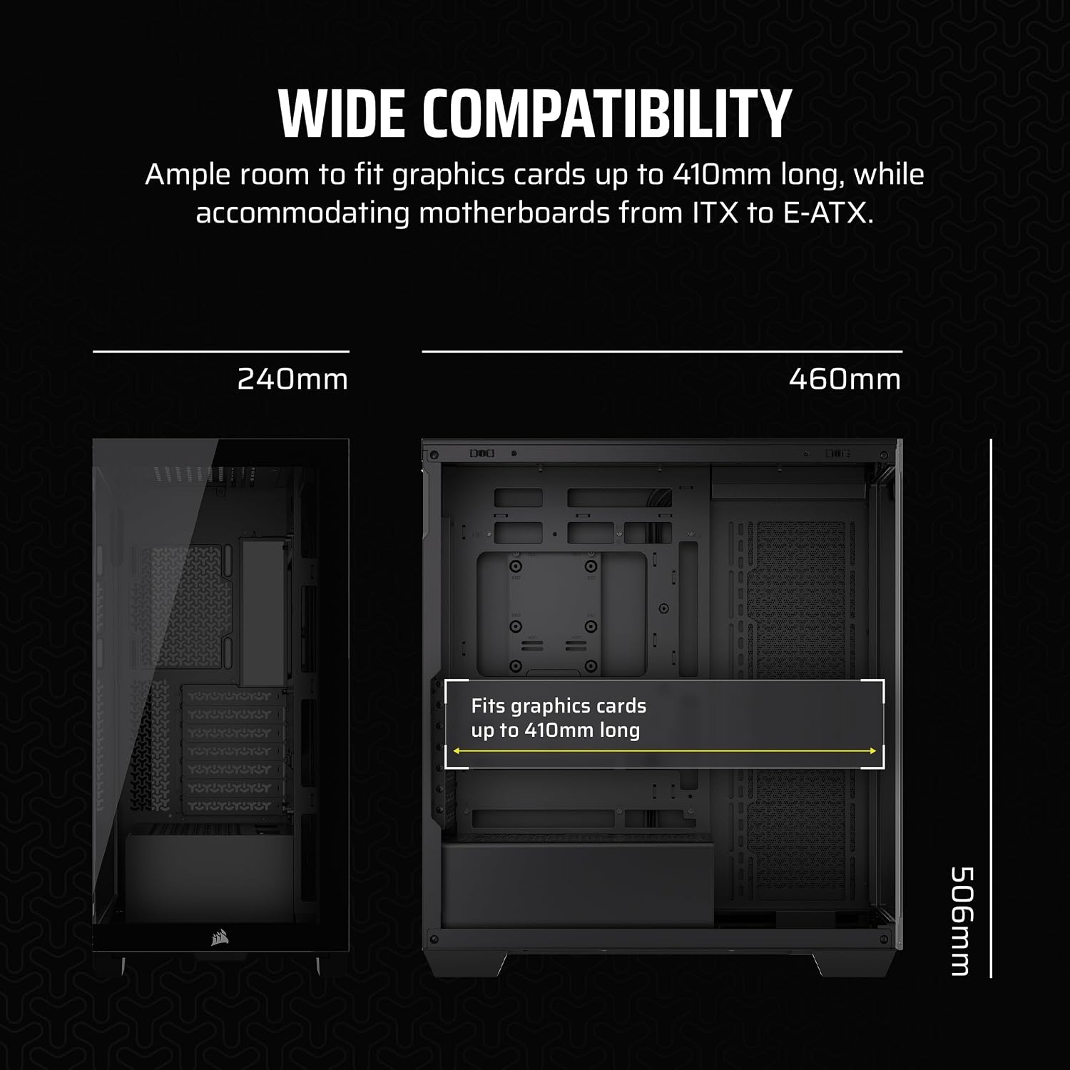 image:imageCORSAIR 3500X MidTower ATX PC Case Panoramic Tempered Glass Reverse Connection Motherboard Compatible No Fans Included WhiteBlack