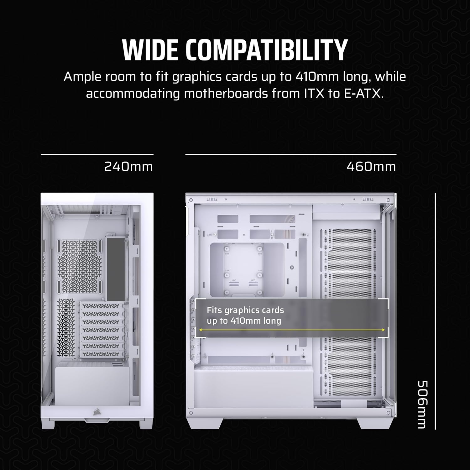 image:imageCORSAIR 3500X MidTower ATX PC Case Panoramic Tempered Glass Reverse Connection Motherboard Compatible No Fans Included WhiteWhite