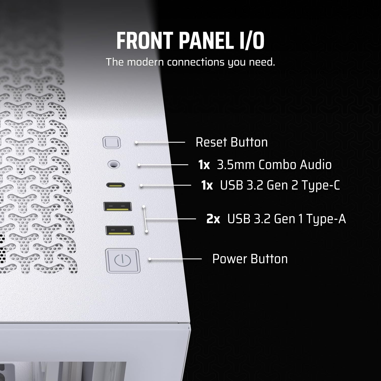 image:imageCORSAIR 3500X MidTower ATX PC Case Panoramic Tempered Glass Reverse Connection Motherboard Compatible No Fans Included WhiteWhite