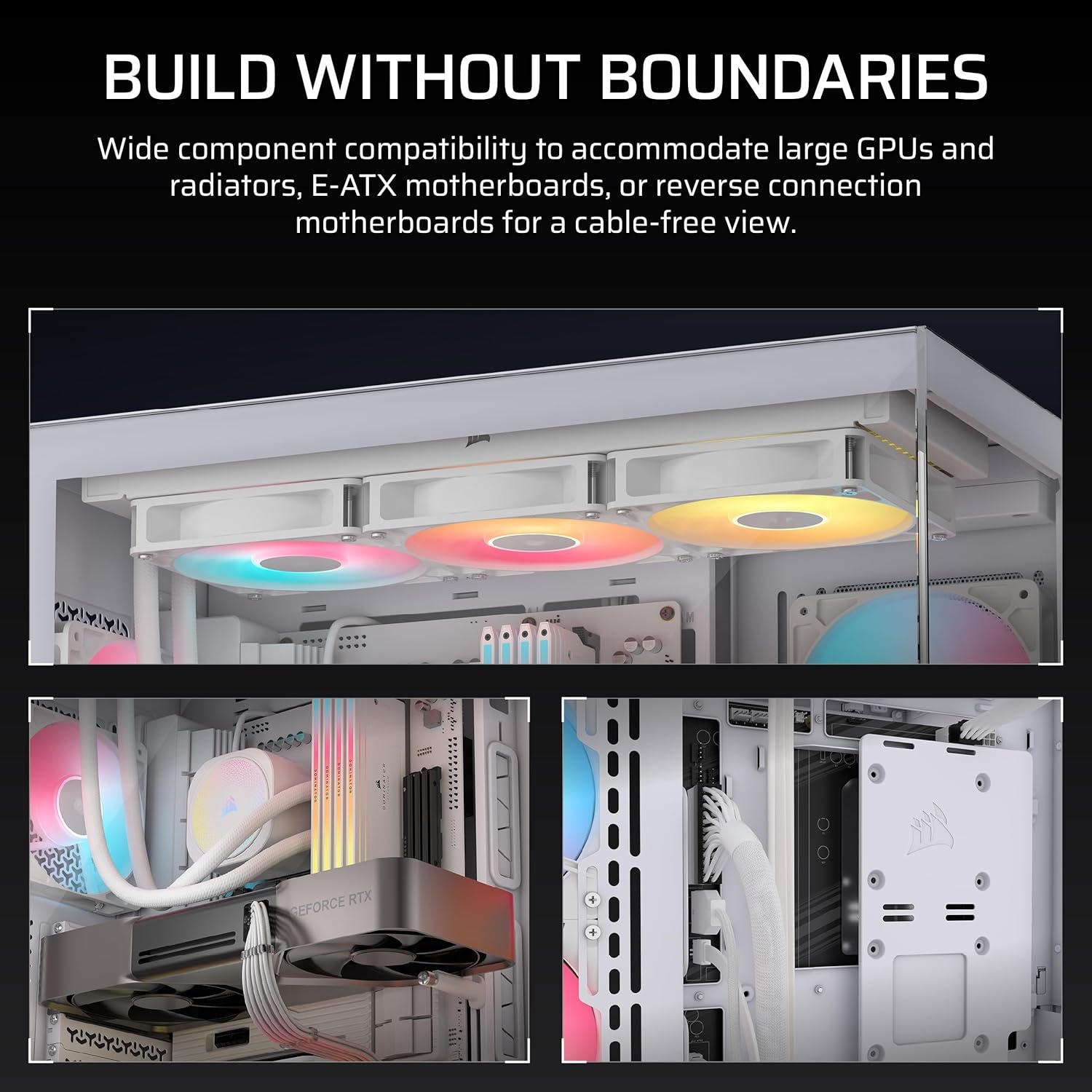 image:imageCORSAIR 3500X RS ARGB Panoramic MidTower PC Case 3X PreInstalled Fans High Airflow Spacious Interior GPU AntiSag Reverse Connection Motherboard Compatible WhiteWhite