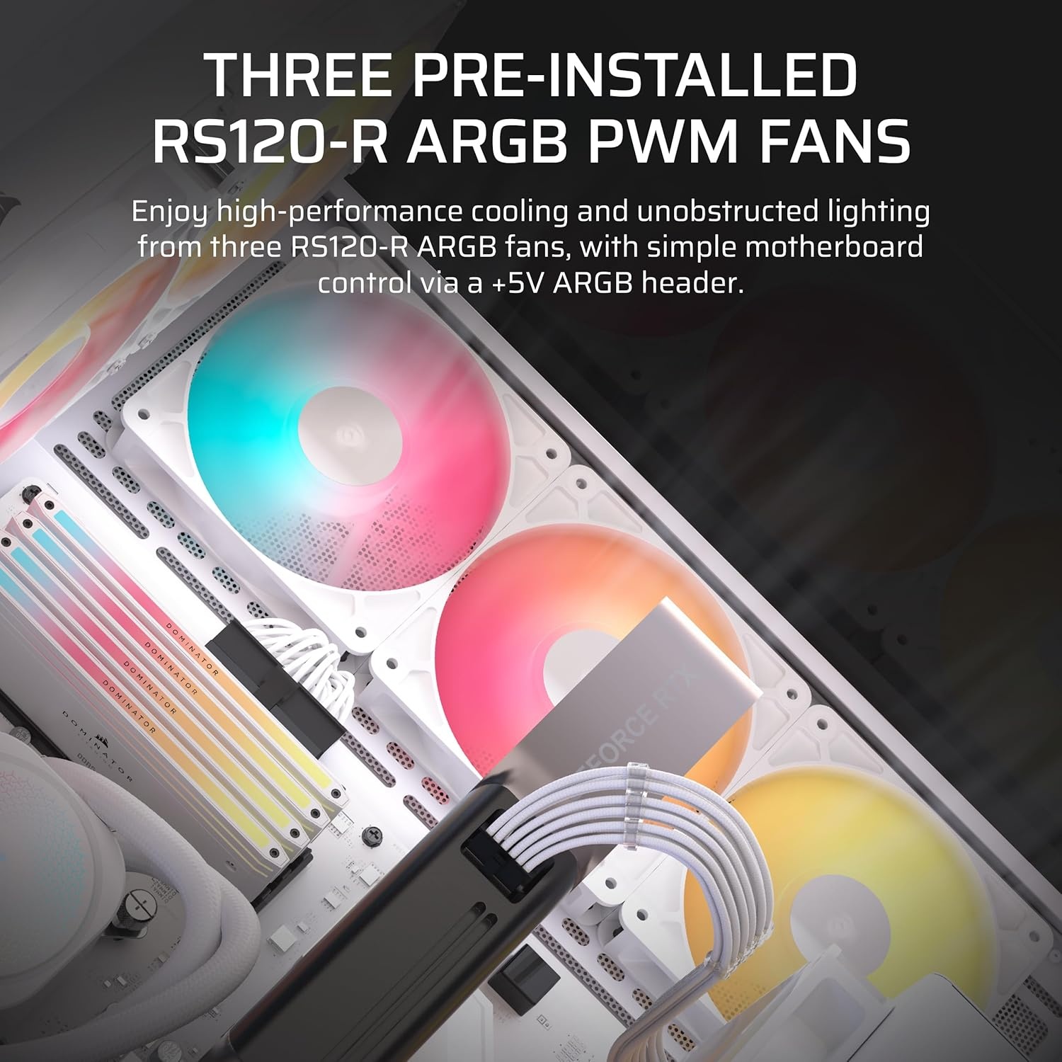 image:imageCORSAIR 3500X RS ARGB Panoramic MidTower PC Case 3X PreInstalled Fans High Airflow Spacious Interior GPU AntiSag Reverse Connection Motherboard Compatible WhiteWhite