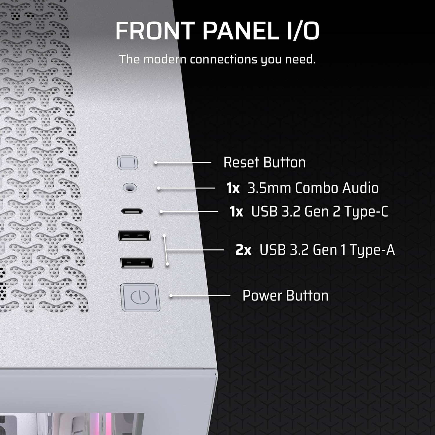 image:imageCORSAIR 3500X RS ARGB Panoramic MidTower PC Case 3X PreInstalled Fans High Airflow Spacious Interior GPU AntiSag Reverse Connection Motherboard Compatible WhiteWhite