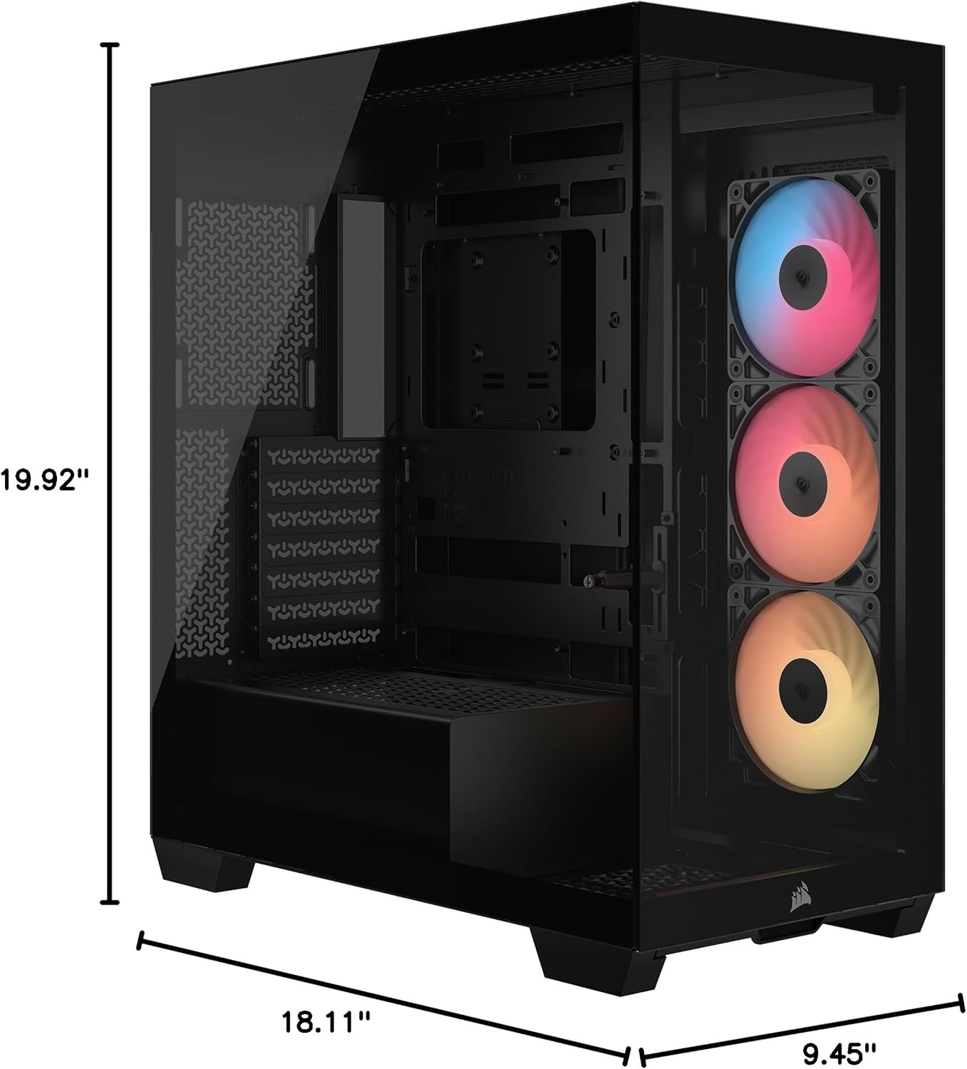 image:imageCORSAIR 3500X RS ARGB Panoramic MidTower PC Case 3X PreInstalled Fans High Airflow Spacious Interior GPU AntiSag Reverse Connection Motherboard Compatible WhiteBlack