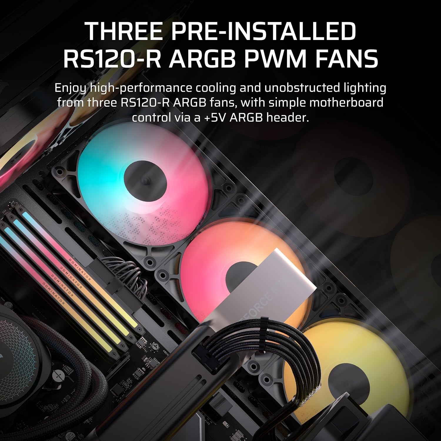 image:imageCORSAIR 3500X RS ARGB Panoramic MidTower PC Case 3X PreInstalled Fans High Airflow Spacious Interior GPU AntiSag Reverse Connection Motherboard Compatible WhiteBlack