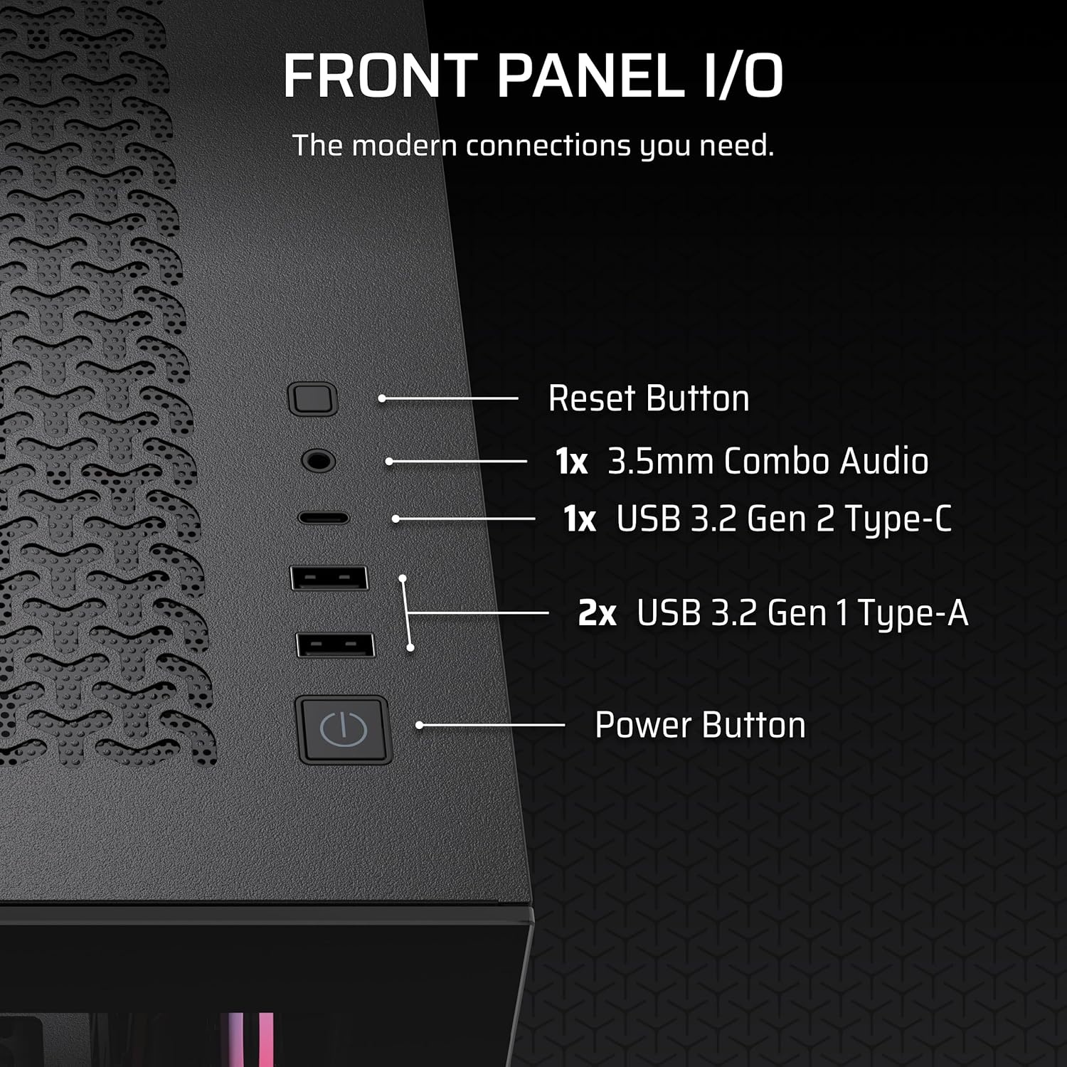 image:imageCORSAIR 3500X RS ARGB Panoramic MidTower PC Case 3X PreInstalled Fans High Airflow Spacious Interior GPU AntiSag Reverse Connection Motherboard Compatible WhiteBlack