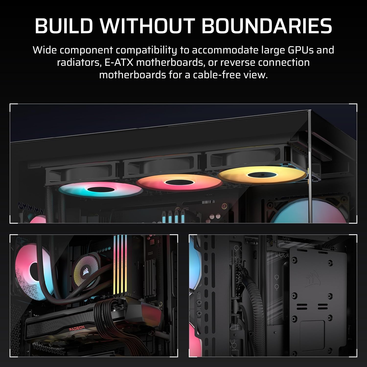 image:imageCORSAIR 3500X RS ARGB Panoramic MidTower PC Case 3X PreInstalled Fans High Airflow Spacious Interior GPU AntiSag Reverse Connection Motherboard Compatible WhiteBlack
