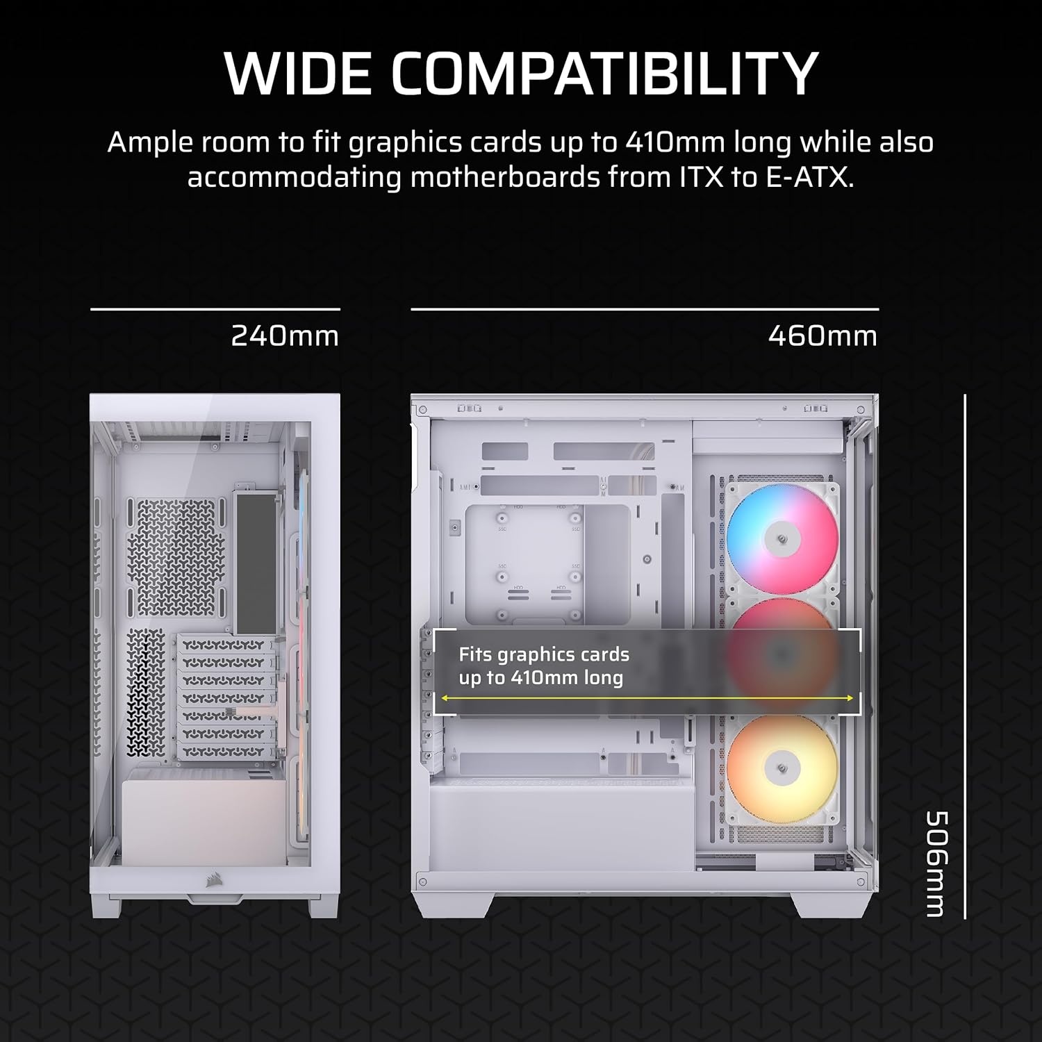 image:imageCORSAIR 3500X RS ARGB Panoramic MidTower PC Case 3X PreInstalled Fans High Airflow Spacious Interior GPU AntiSag Reverse Connection Motherboard Compatible WhiteWhite