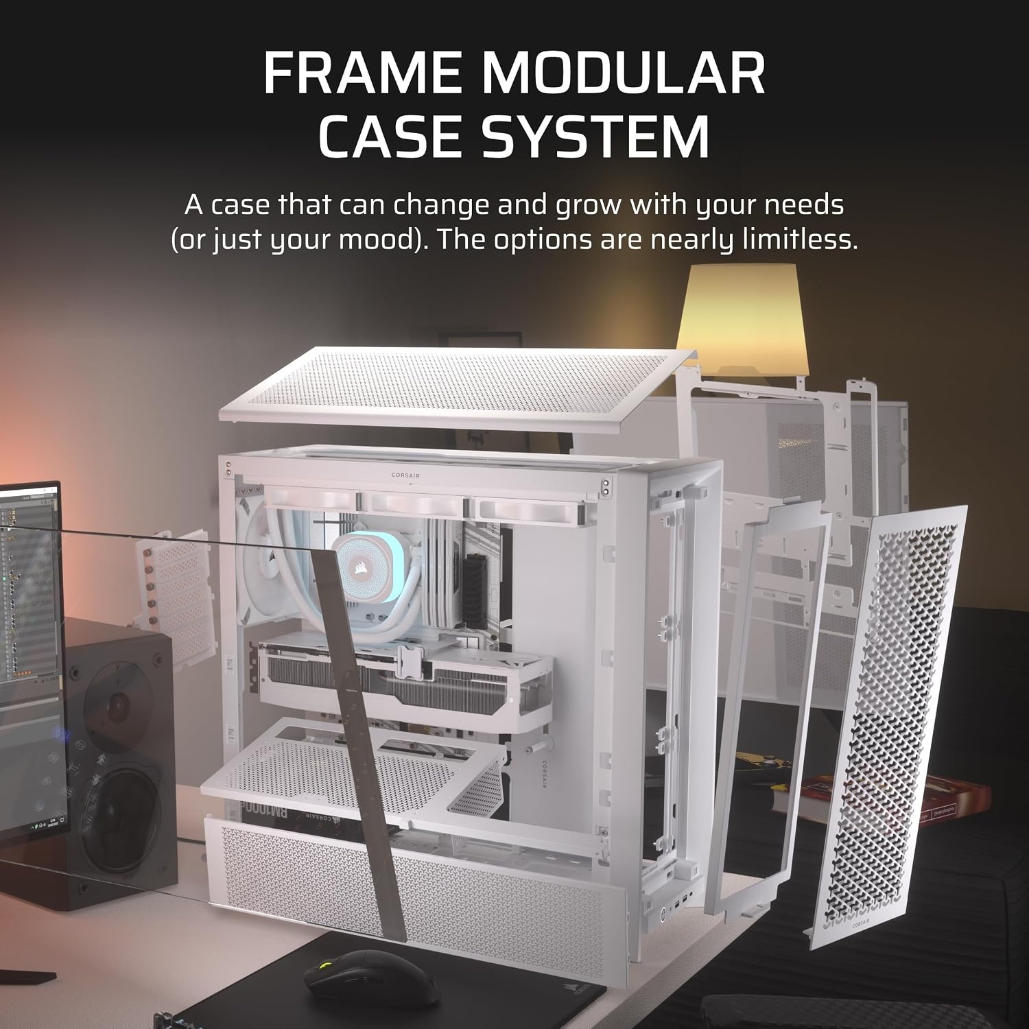 image:imageCORSAIR 4000D Frame Modular MidTower ATX PC Case High Airflow InfiniRail Fan Mounting System Dual 360mm Radiator Support ASUS BTF MSI Project Zero Gigabyte Project Stealth BlackWhite