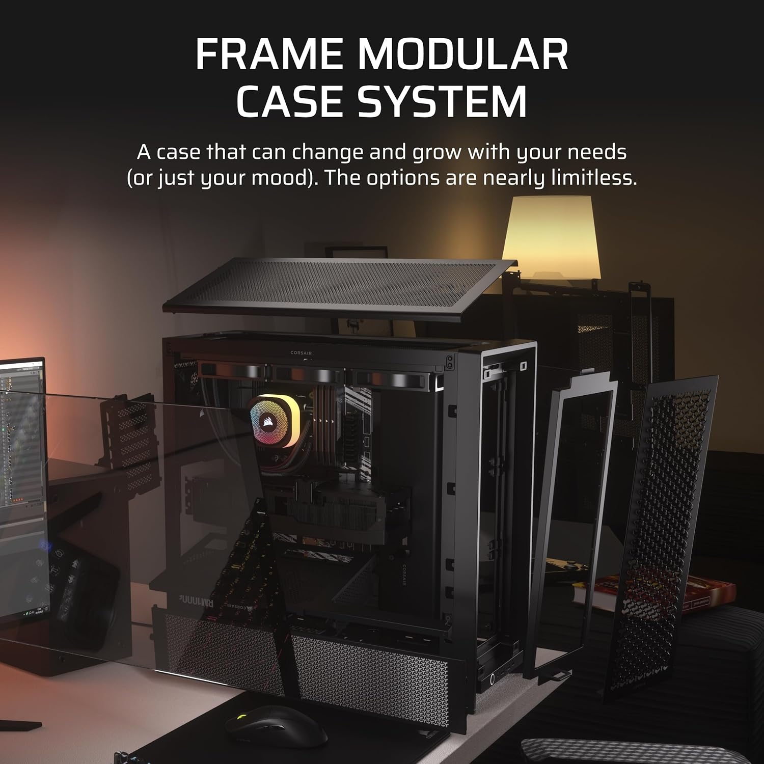 image:imageCORSAIR 4000D Frame Modular MidTower ATX PC Case High Airflow InfiniRail Fan Mounting System Dual 360mm Radiator Support ASUS BTF MSI Project Zero Gigabyte Project Stealth BlackBlack