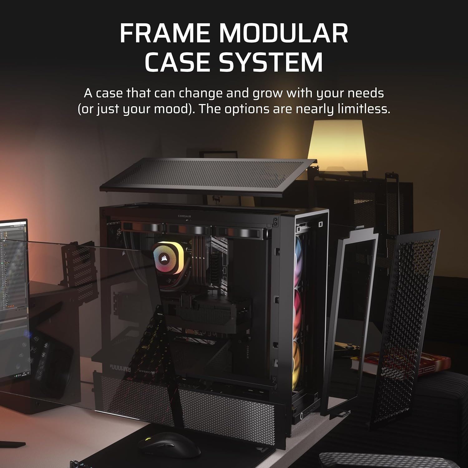 image:imageCORSAIR 4000D RS ARGB Frame Modular MidTower ATX PC Case High Airflow 3X PreInstalled RS Fans InfiniRail Mounting System ASUS BTF MSI Zero Gigabyte Stealth BlackBlack