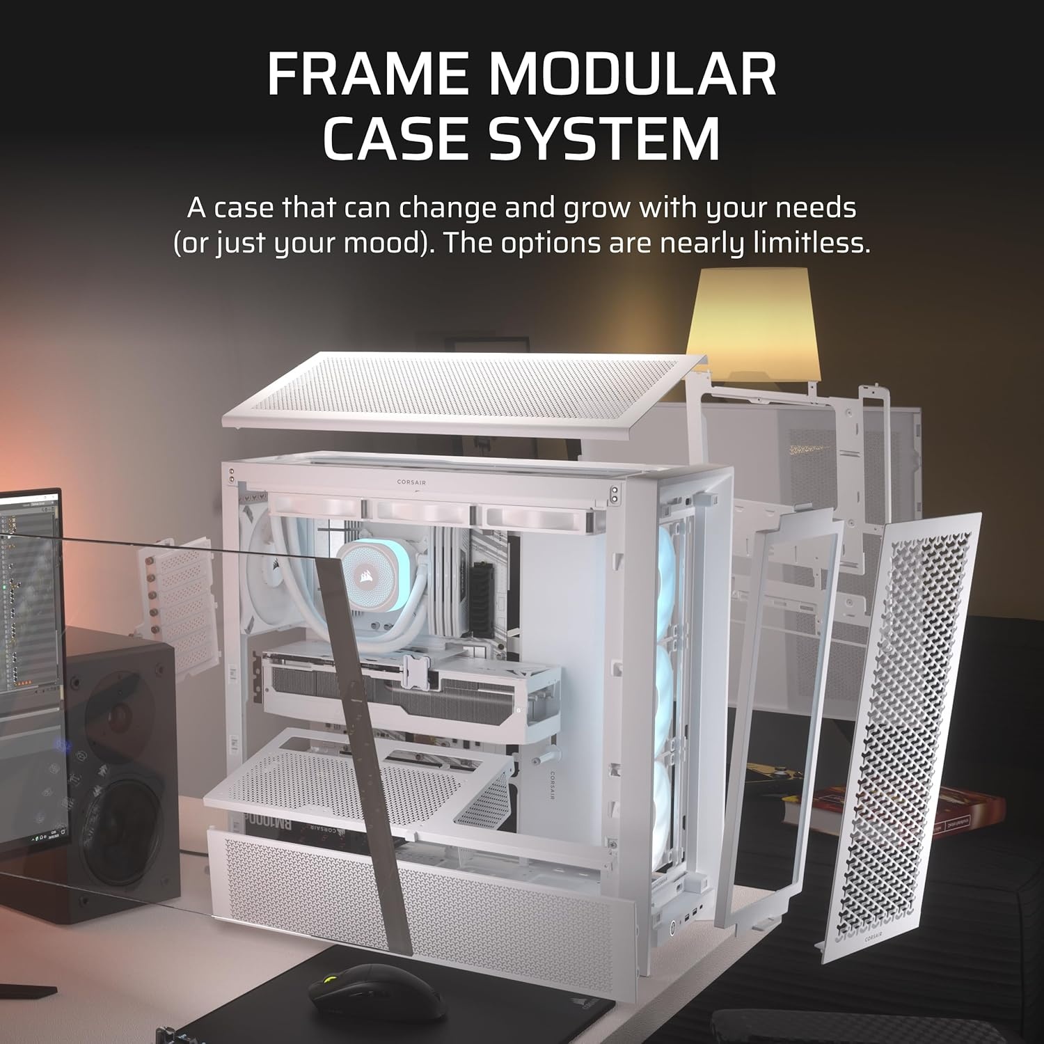 image:imageCORSAIR 4000D RS ARGB Frame Modular MidTower ATX PC Case High Airflow 3X PreInstalled RS Fans InfiniRail Mounting System ASUS BTF MSI Zero Gigabyte Stealth BlackWhite