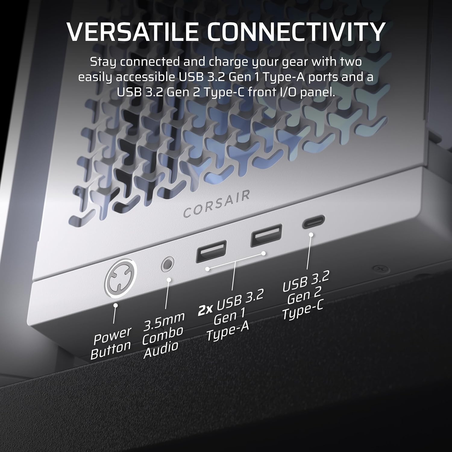 image:imageCORSAIR 4000D RS ARGB Frame Modular MidTower ATX PC Case High Airflow 3X PreInstalled RS Fans InfiniRail Mounting System ASUS BTF MSI Zero Gigabyte Stealth BlackWhite