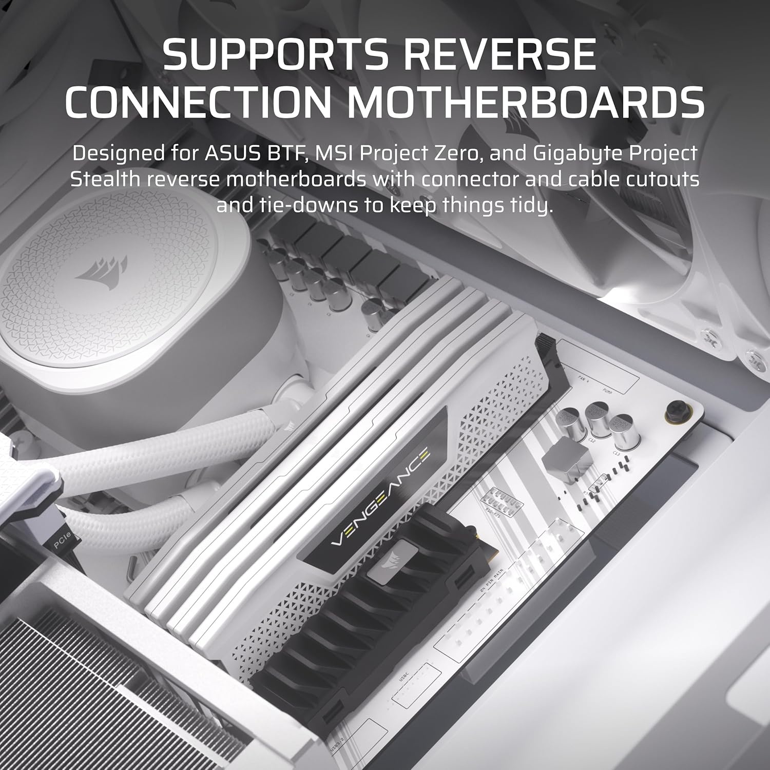 image:imageCORSAIR 4000D RS Frame Modular High Airflow MidTower PC Case 3X CORSAIR RS Fans InfiniRail Fan Mounting System Fits Multiple 360mm Radiators Reverse Connector Motherboard Compatible WhiteWhite