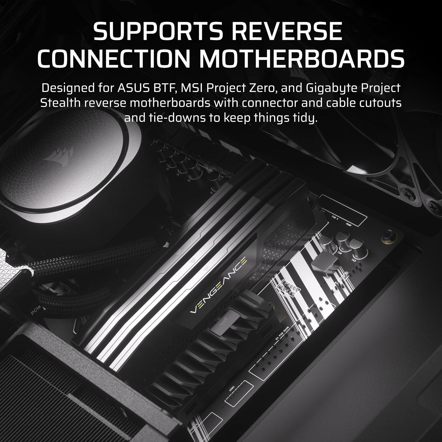 image:imageCORSAIR 4000D RS Frame Modular High Airflow MidTower PC Case 3X CORSAIR RS Fans InfiniRail Fan Mounting System Fits Multiple 360mm Radiators Reverse Connector Motherboard Compatible WhiteBlack