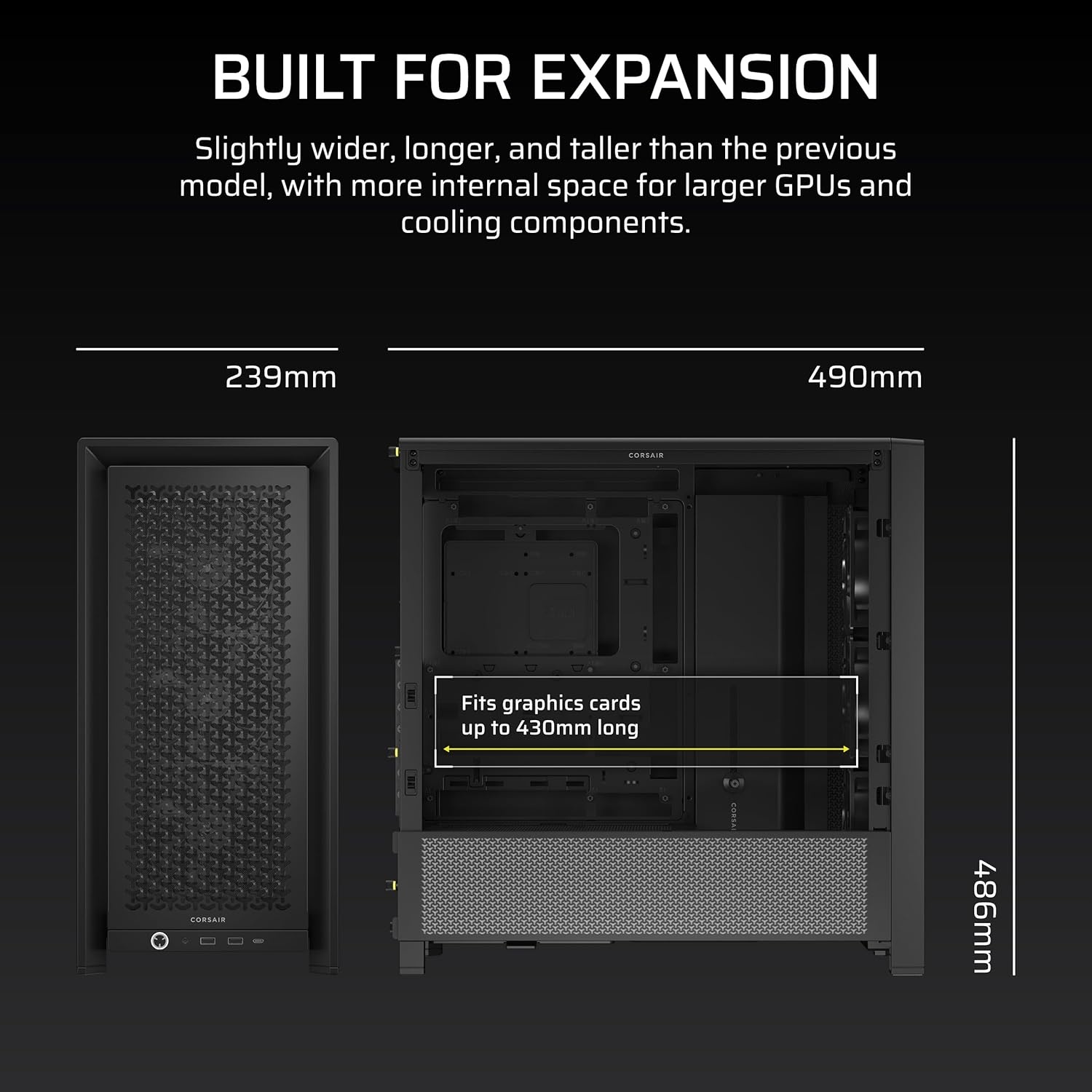 image:imageCORSAIR 4000D RS Frame Modular High Airflow MidTower PC Case 3X CORSAIR RS Fans InfiniRail Fan Mounting System Fits Multiple 360mm Radiators Reverse Connector Motherboard Compatible WhiteBlack