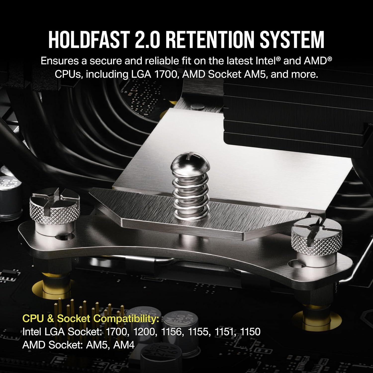 image:imageCORSAIR A115 HighPerformance Tower CPU Air Cooler Cools up to 270W TDP SlideandLock Fan Mount Two Corsair AF140 Elite Fans Easy to Install PreApplied Thermal Paste BlackA115