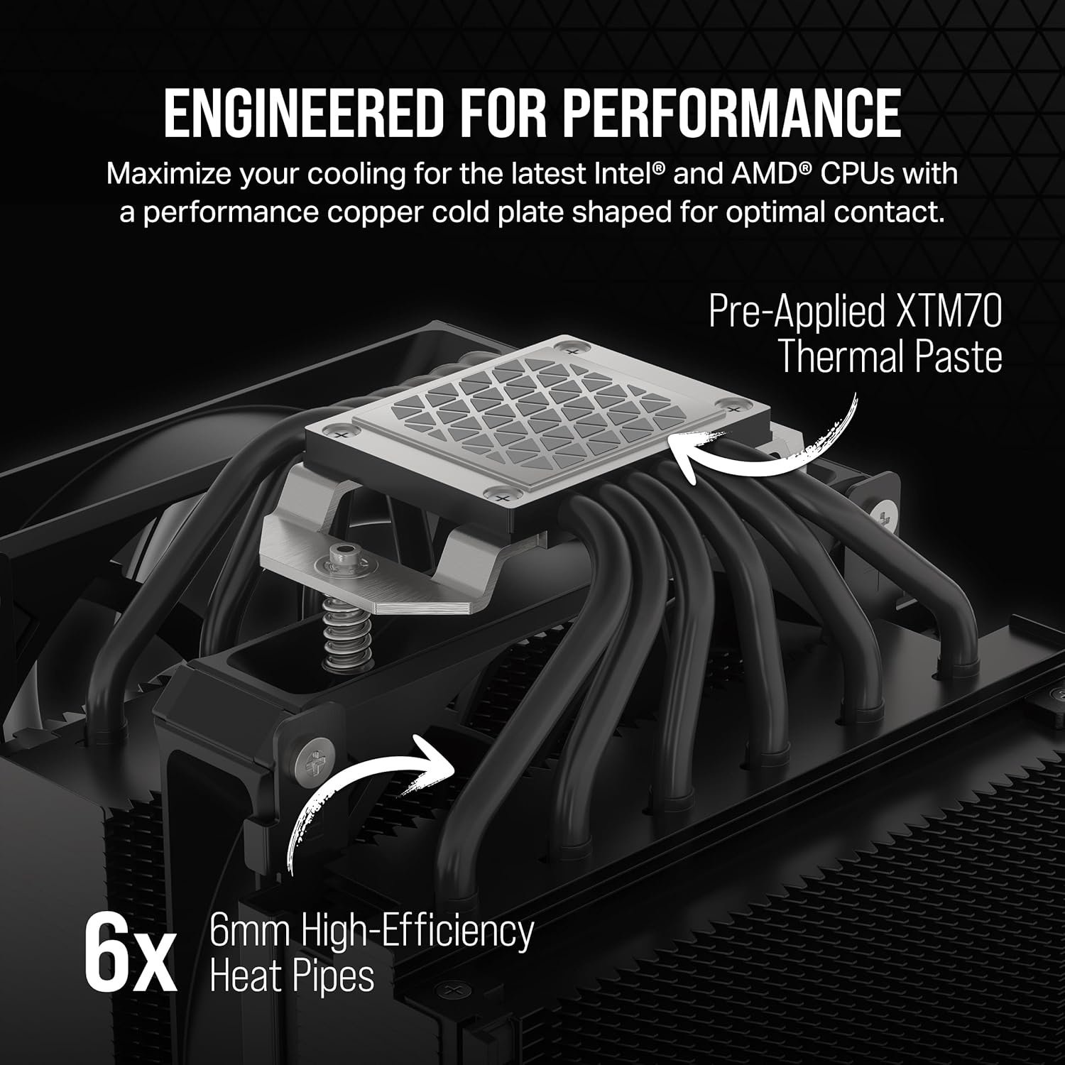 image:imageCORSAIR A115 HighPerformance Tower CPU Air Cooler Cools up to 270W TDP SlideandLock Fan Mount Two Corsair AF140 Elite Fans Easy to Install PreApplied Thermal Paste BlackA115