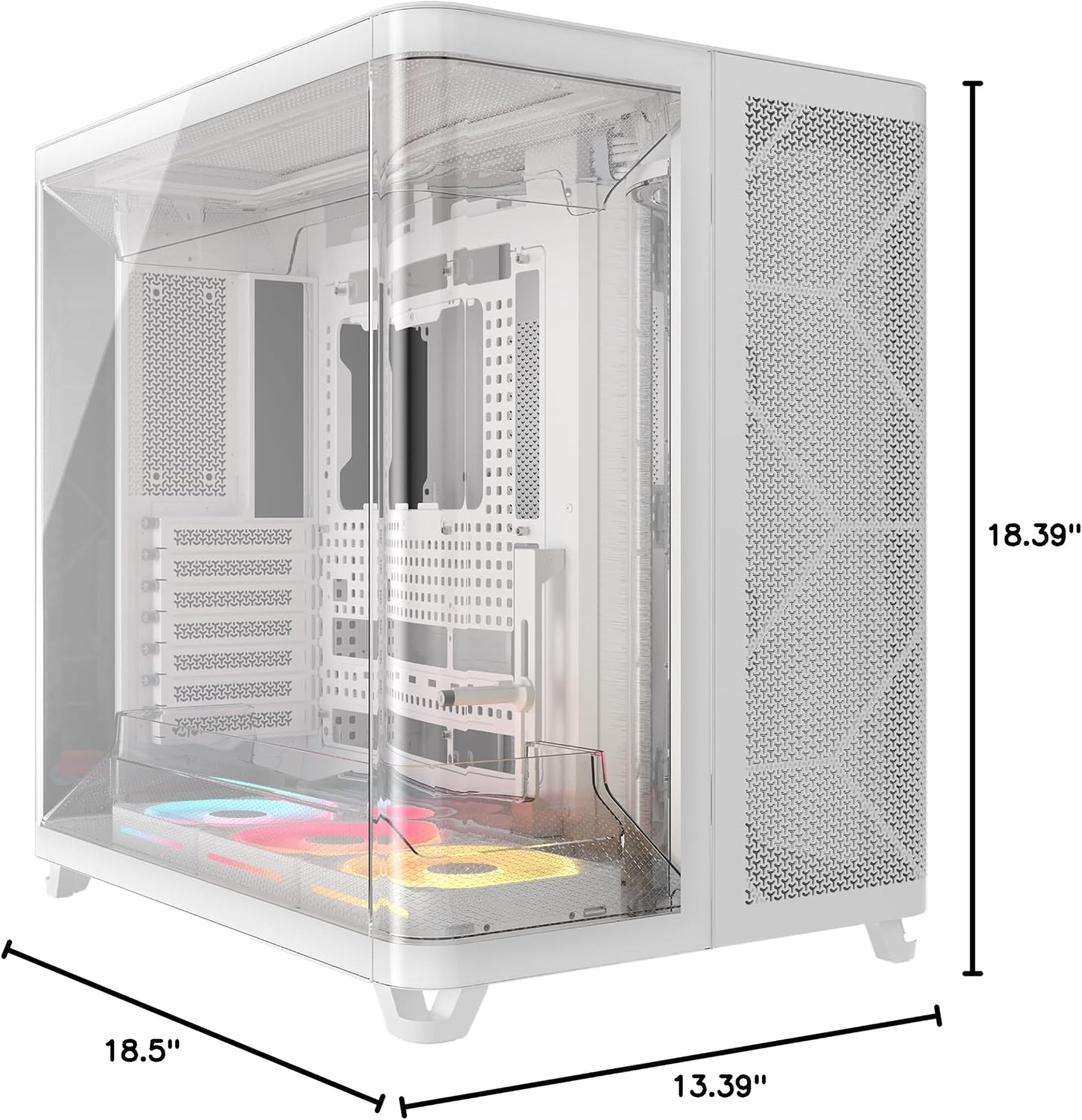 image:imageCORSAIR AIR 5400 LXR RGB iCUE Link TripleChamber MidTower Panoramic PC Case 3X PreInstalled ReverseRotor LXR RGB Fans LowNoise High Airflow Ducts Reverse Motherboard Support BlackWhite