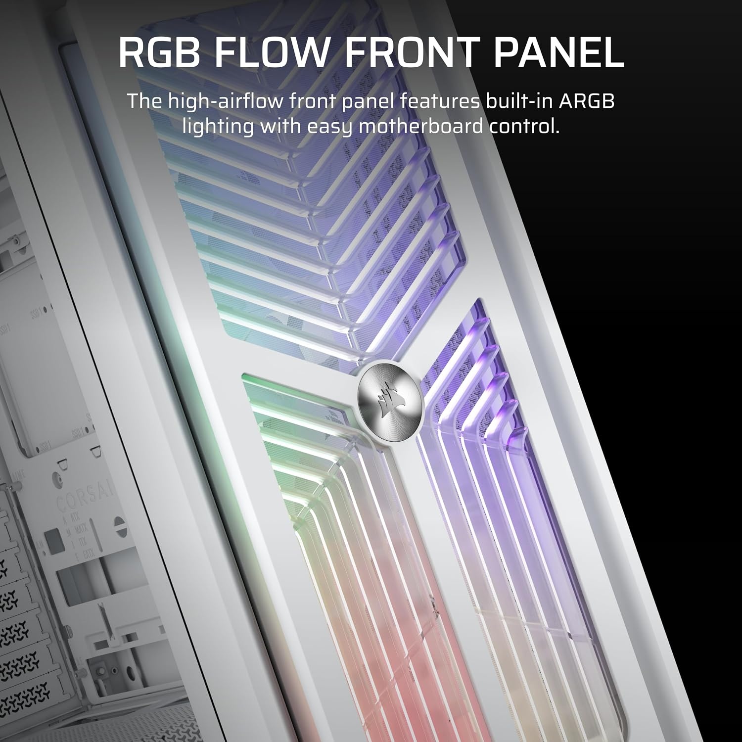 image:imageCORSAIR Frame 4000X RS Modular MidTower ATX PC Case RGB Front Panel 4X RS120 PWM Fans Included InfiniRail Fan Mount System Reverse GPU AntiSag and Motherboard Support BlackWhite