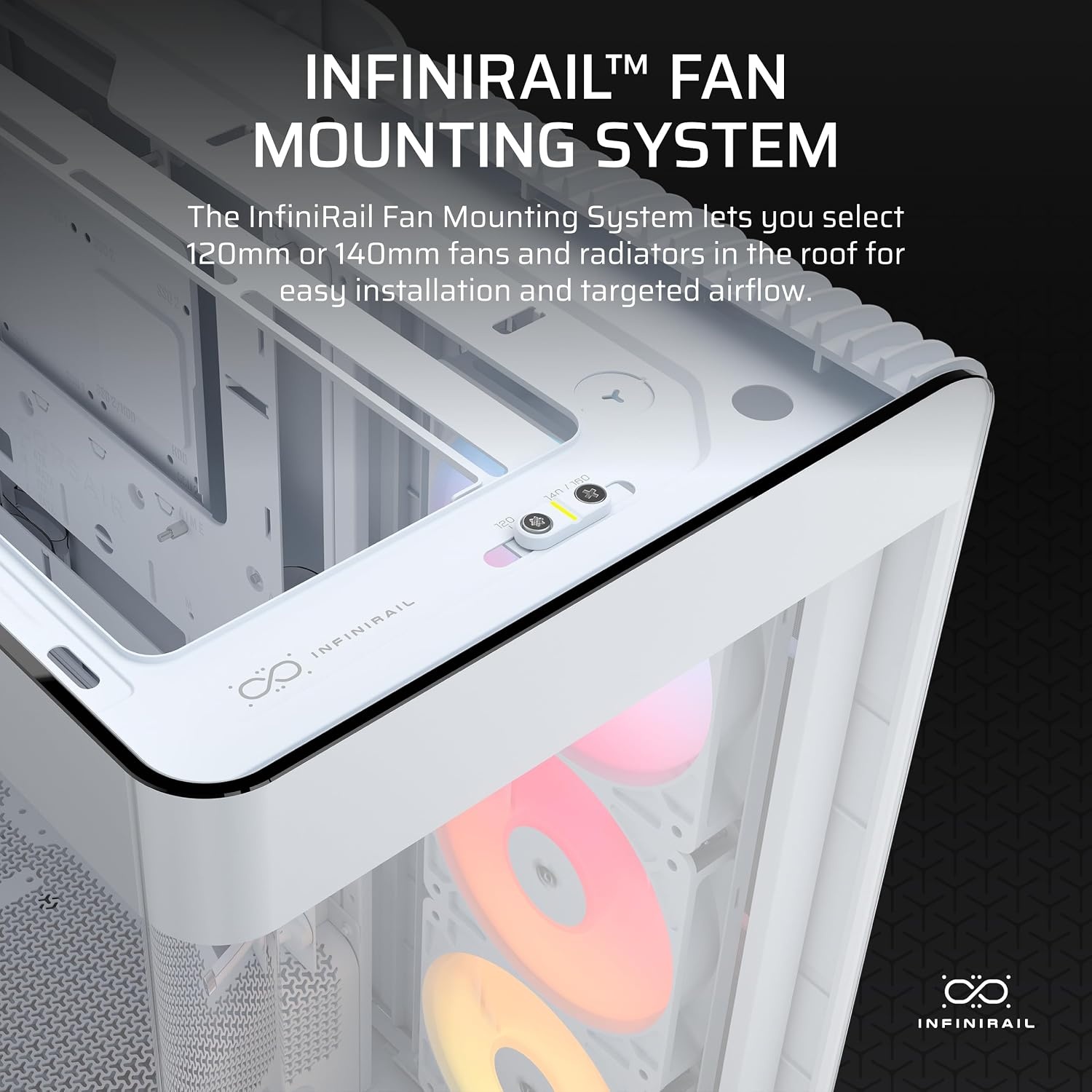 image:imageCORSAIR Frame 4500X RS ARGB Panoramic MidTower PC Case 3X PreInstalled Fans High Airflow Modular Design GPU AntiSag Reverse Connection Motherboard Compatible WhiteWhite