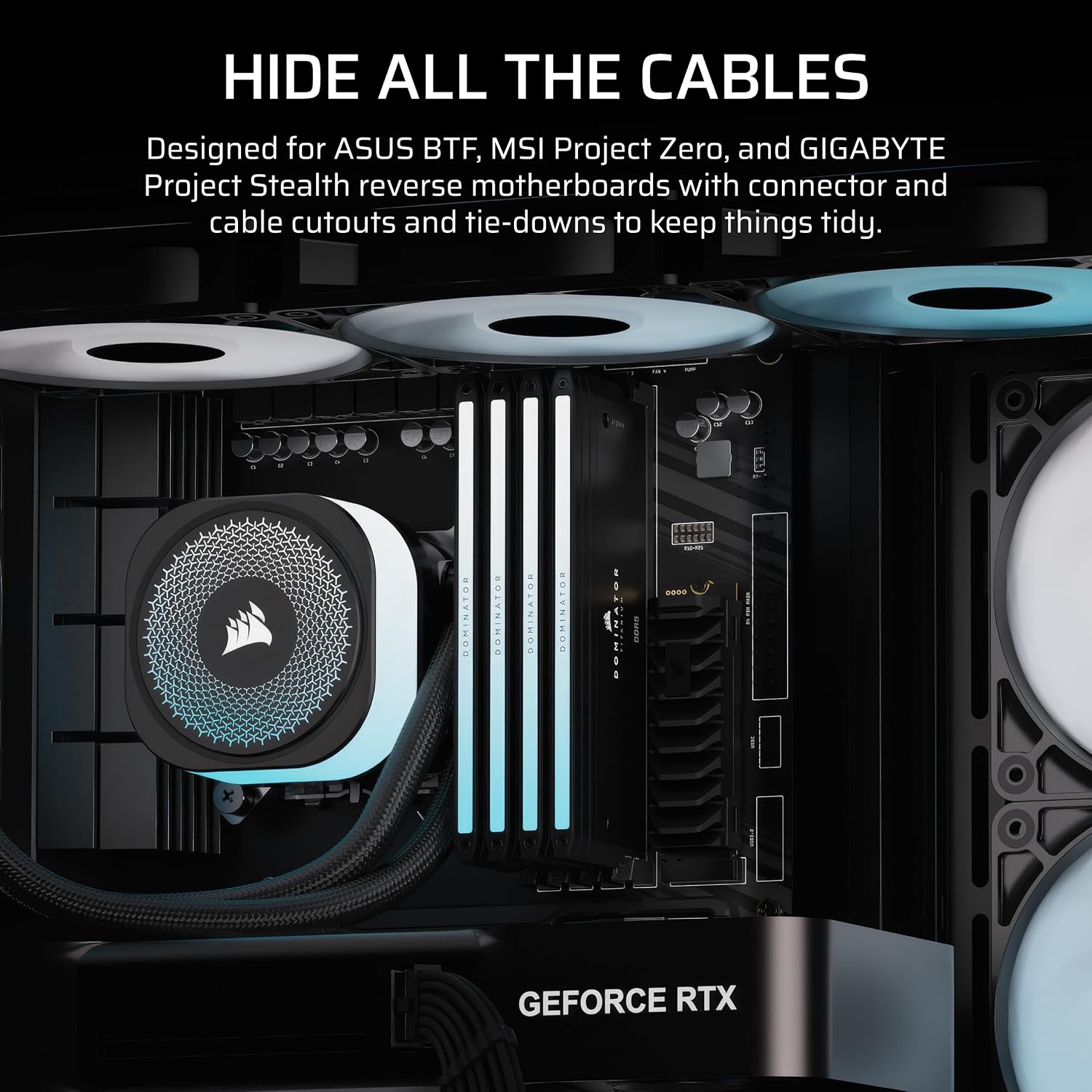 image:imageCORSAIR Frame 4500X RS ARGB Panoramic MidTower PC Case 3X PreInstalled Fans High Airflow Modular Design GPU AntiSag Reverse Connection Motherboard Compatible WhiteBlack