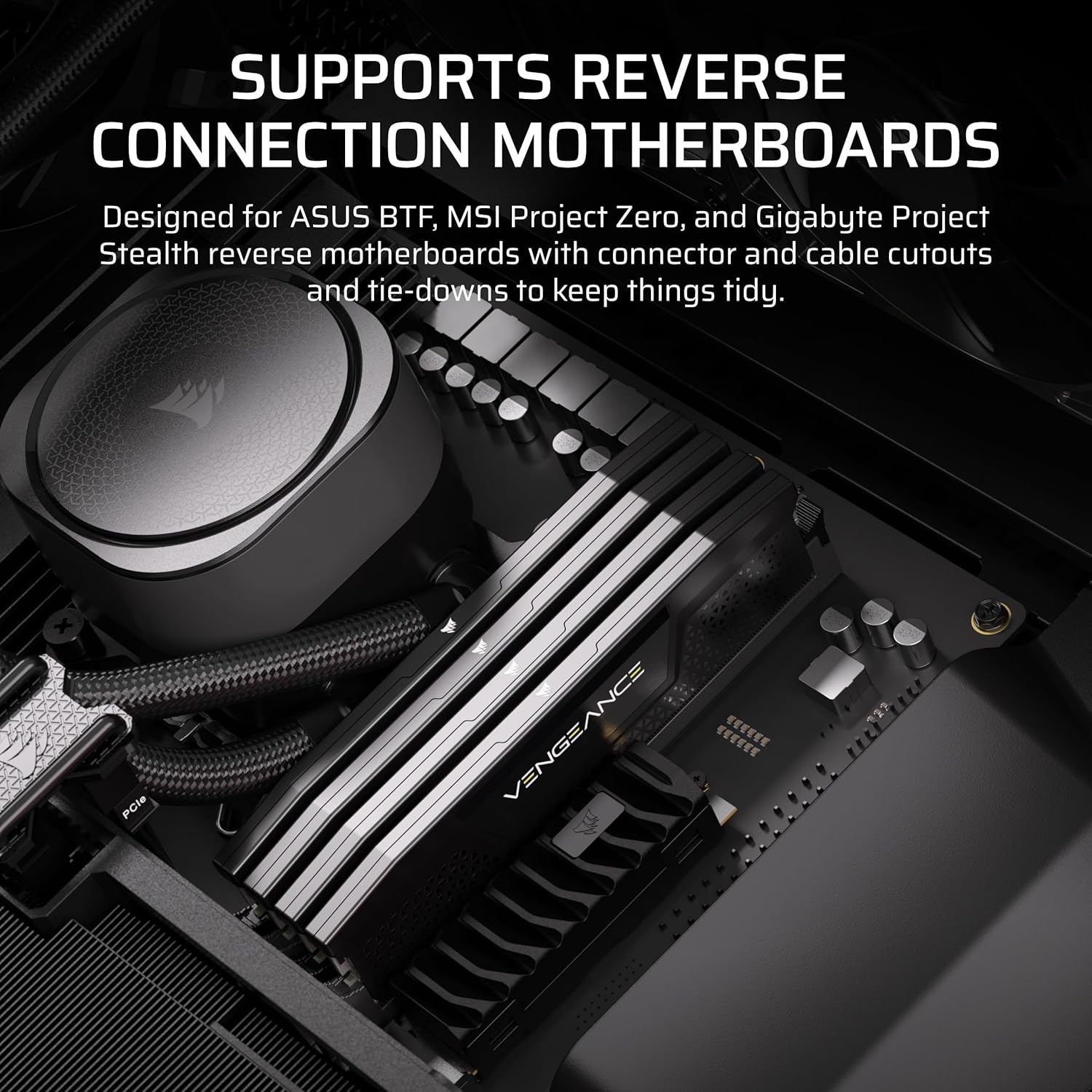 image:imageCORSAIR Frame 5000D RS ARGB Modular High Airflow MidTower PC Case 4X PreInstalled RS ARGB Fans InfiniRail Fan Mounting System ASUS BTF MSI Project Zero Gigabyte Project Stealth Black