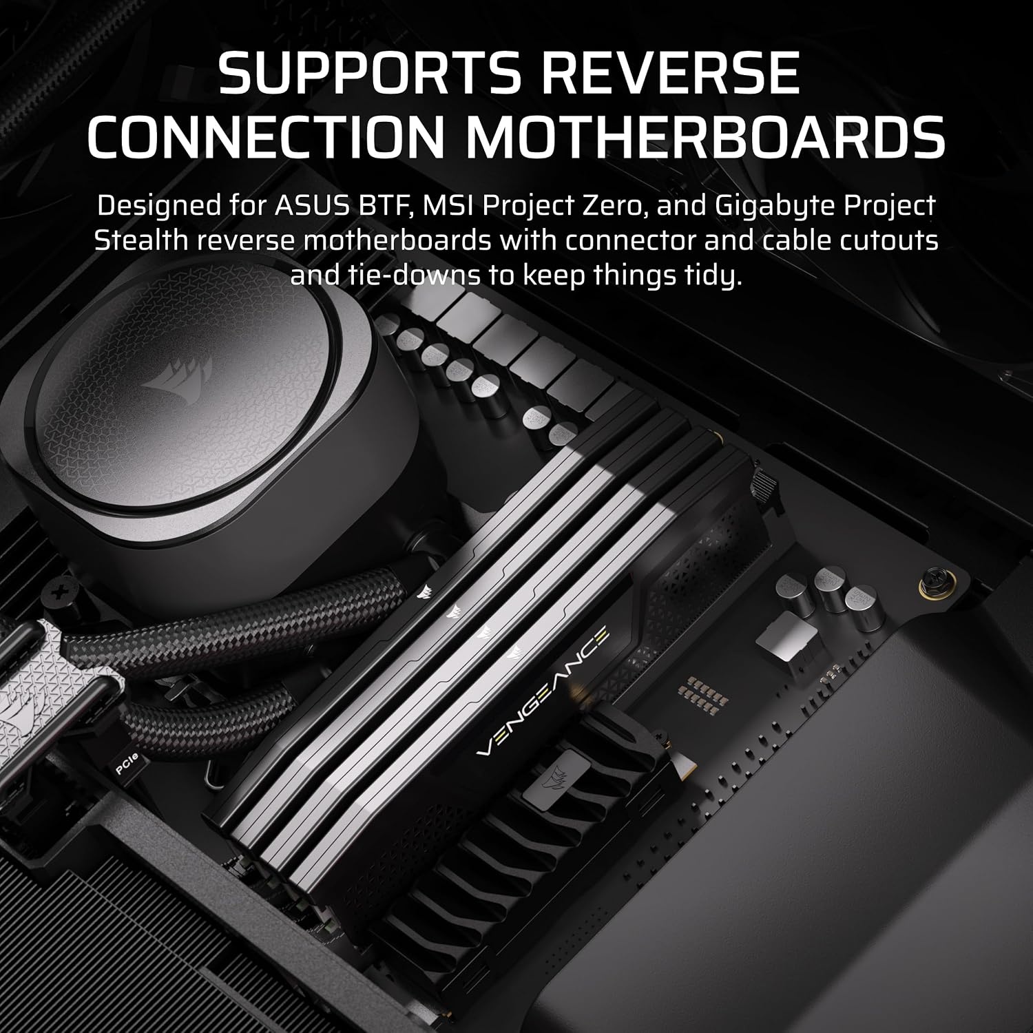 image:imageCORSAIR Frame 5000D RS Modular High Airflow MidTower PC Case 4X PreInstalled RS Fans InfiniRail Fan Mounting System GPU AntiSag ASUS BTF MSI Project Zero Gigabyte Project Stealth Black