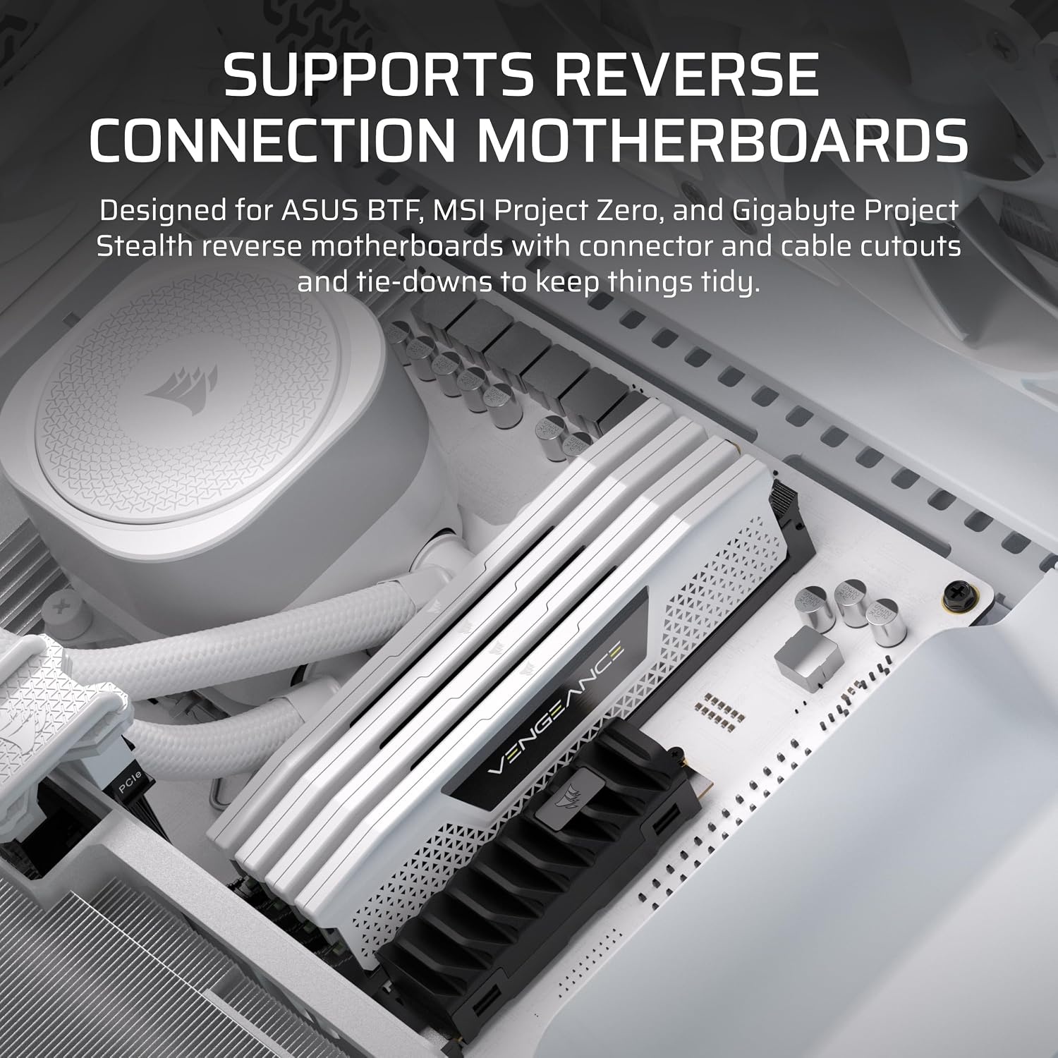 image:imageCORSAIR Frame 5000D RS Modular High Airflow MidTower PC Case 4X PreInstalled RS Fans InfiniRail Fan Mounting System GPU AntiSag ASUS BTF MSI Project Zero Gigabyte Project Stealth White