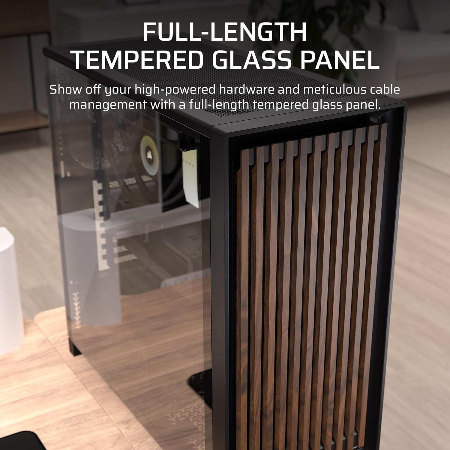 image:imageCORSAIR Frame 5000D Wood RS MidTower ATX PC Case Solid Wood Airflow Panel 3X PreInstalled Fans Modular Customization Spacious Interior GPU AntiSag BlackWalnutBlackWalnut