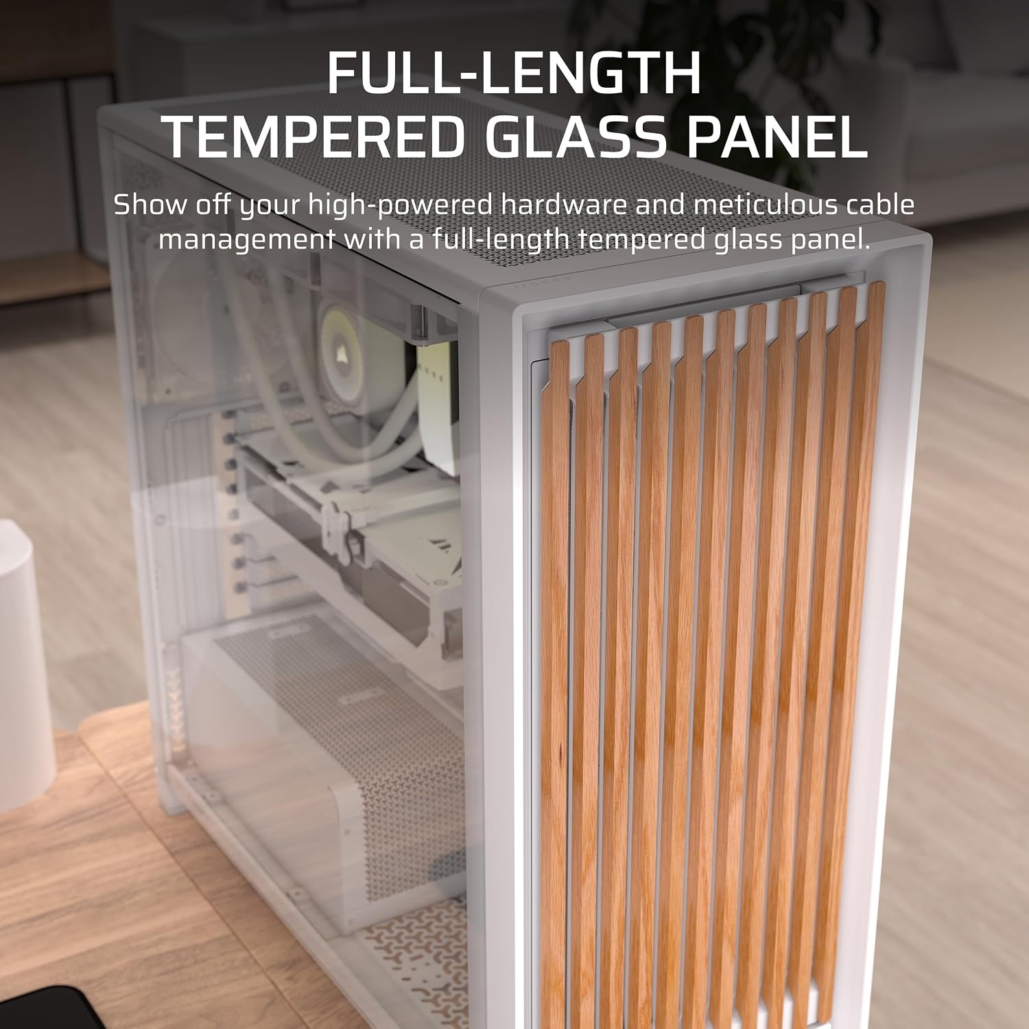 image:imageCORSAIR Frame 5000D Wood RS MidTower ATX PC Case Solid Wood Airflow Panel 3X PreInstalled Fans Modular Customization Spacious Interior GPU AntiSag BlackWalnutWhiteOak