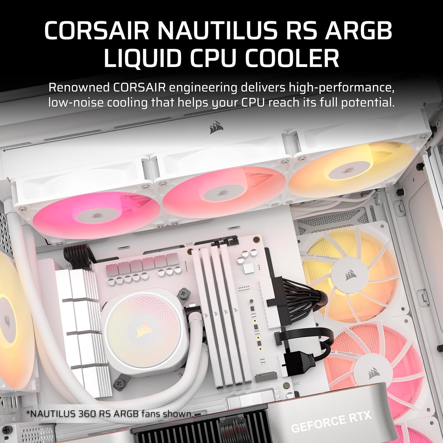image:imageCORSAIR Nautilus 240 RS Liquid CPU Cooler 240mm AIO LowNoise Direct Motherboard Connection DaisyChain Intel LGA 18511700 AMD AM5AM4 2X RS120 Fans Included BlackWhite