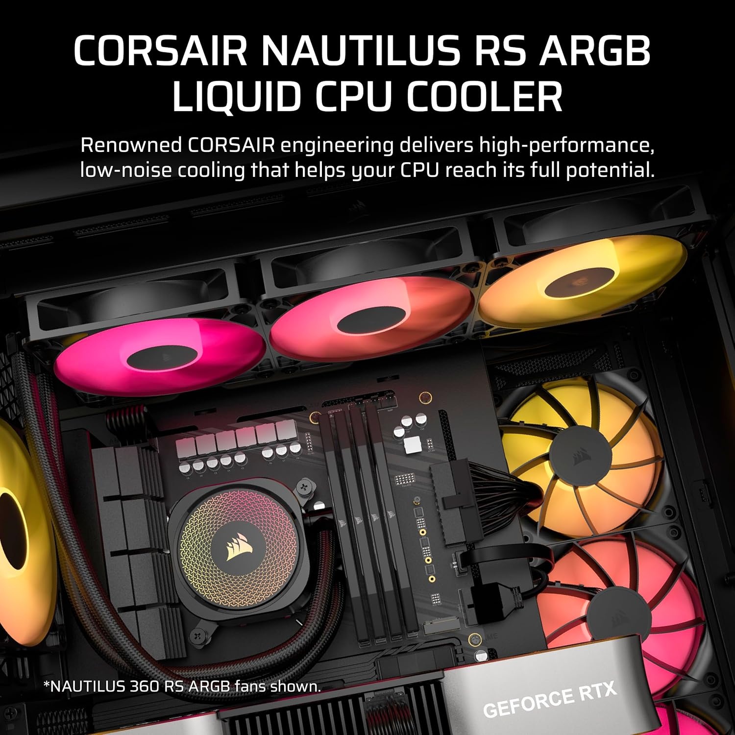image:imageCORSAIR Nautilus 240 RS Liquid CPU Cooler 240mm AIO LowNoise Direct Motherboard Connection DaisyChain Intel LGA 18511700 AMD AM5AM4 2X RS120 Fans Included BlackBlack