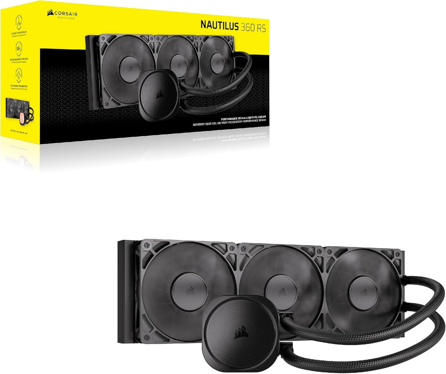 image:imageCORSAIR Nautilus 240 RS Liquid CPU Cooler 240mm AIO LowNoise Direct Motherboard Connection DaisyChain Intel LGA 18511700 AMD AM5AM4 2X RS120 Fans Included BlackBlack