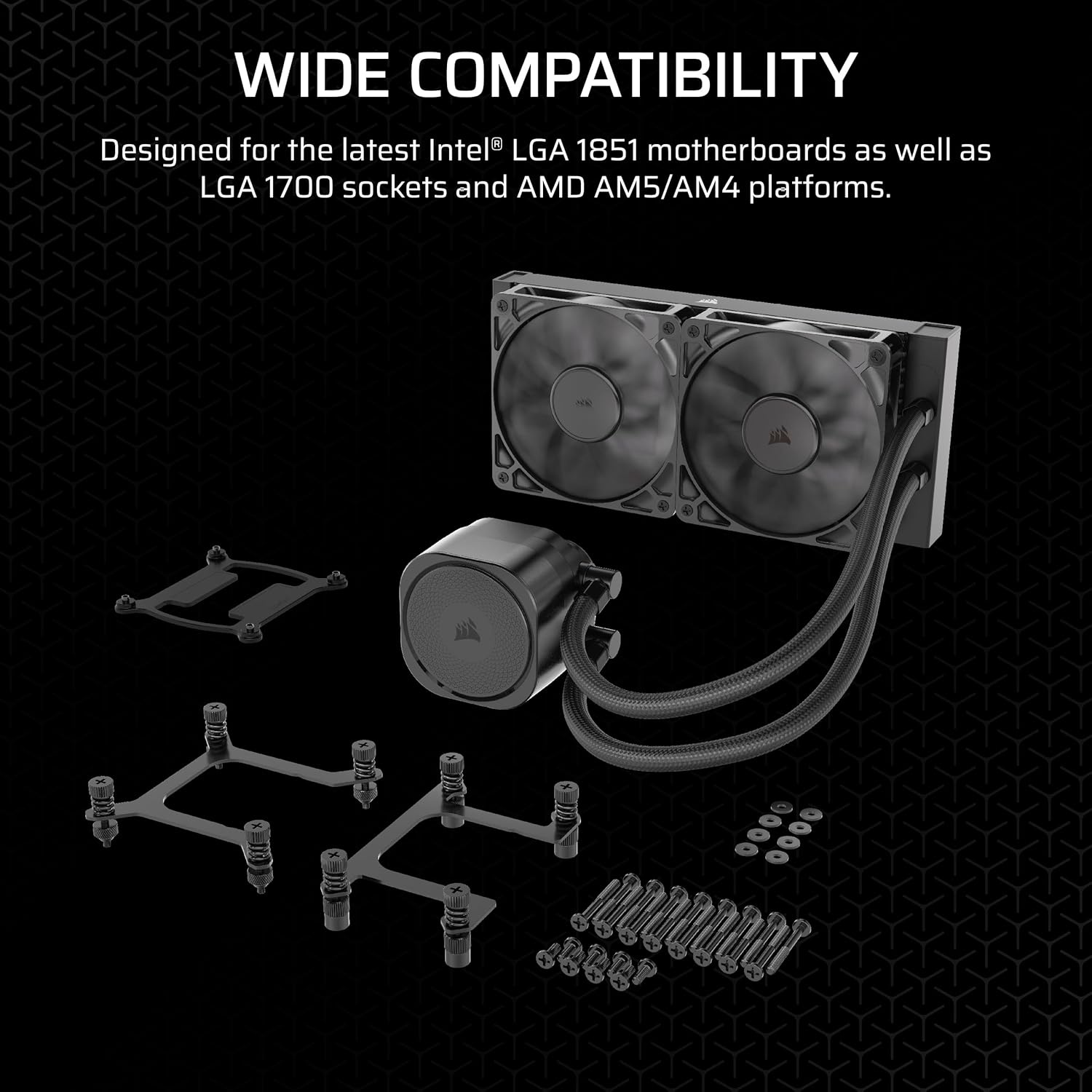 image:imageCORSAIR Nautilus 240 RS Liquid CPU Cooler 240mm AIO LowNoise Direct Motherboard Connection DaisyChain Intel LGA 18511700 AMD AM5AM4 2X RS120 Fans Included BlackBlack