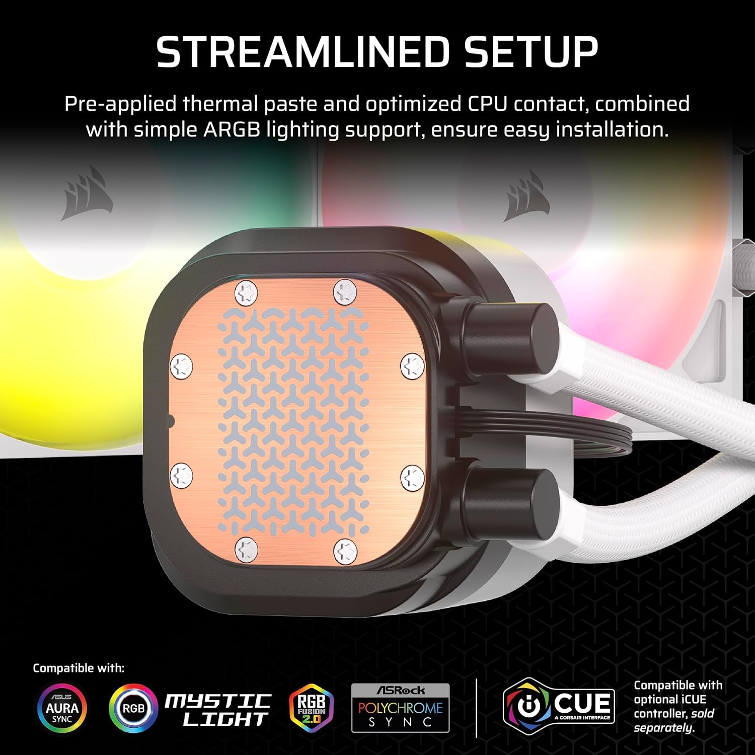 image:imageCORSAIR Nautilus 240 RS Liquid CPU Cooler 240mm AIO LowNoise Direct Motherboard Connection DaisyChain Intel LGA 18511700 AMD AM5AM4 2X RS120 Fans Included BlackWhite
