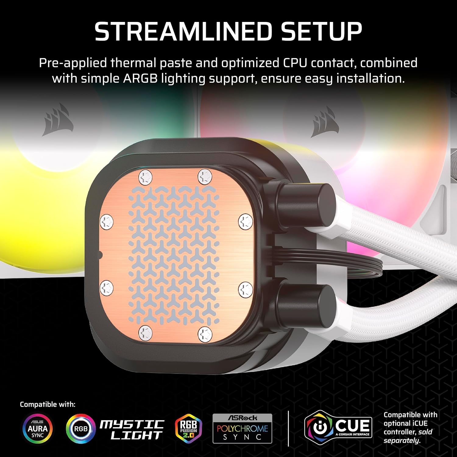 image:imageCORSAIR Nautilus 240 RS Liquid CPU Cooler 240mm AIO LowNoise Direct Motherboard Connection DaisyChain Intel LGA 18511700 AMD AM5AM4 2X RS120 Fans Included BlackWhite