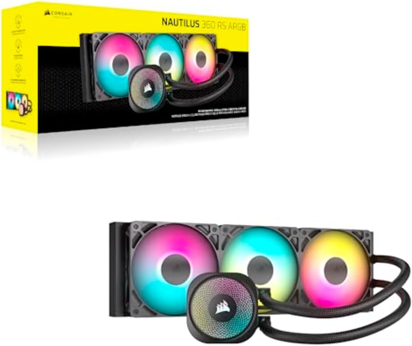 image:imageCORSAIR Nautilus 240 RS Liquid CPU Cooler 240mm AIO LowNoise Direct Motherboard Connection DaisyChain Intel LGA 18511700 AMD AM5AM4 2X RS120 Fans Included BlackBlack